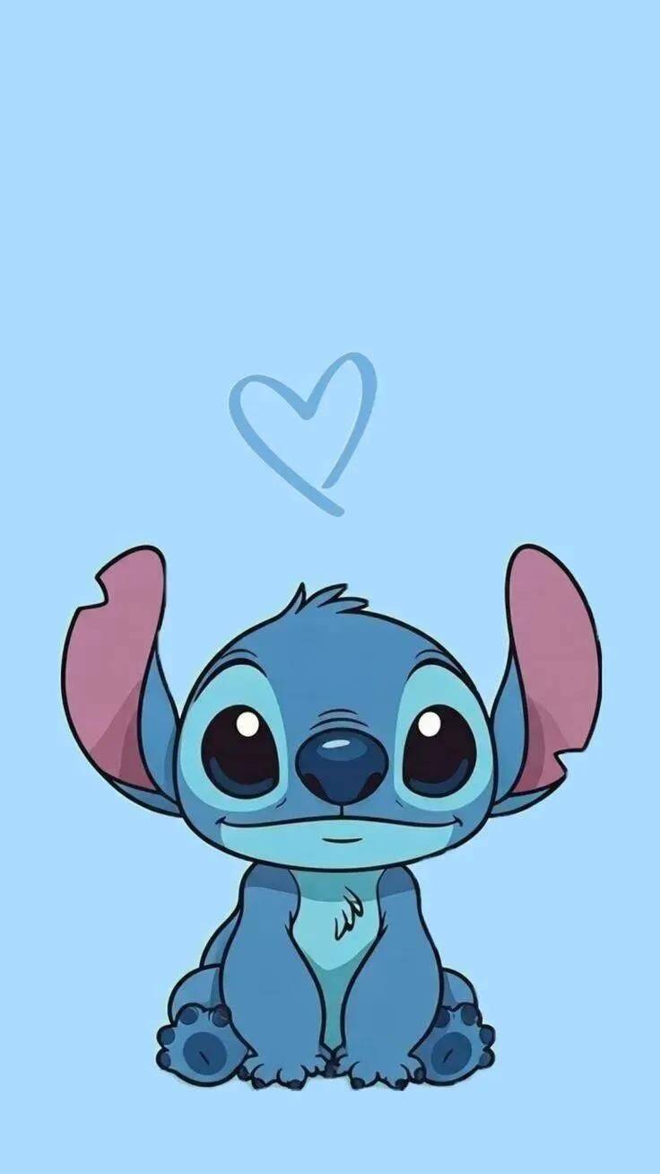 Papel de Parede do Stitch Fofo com Coração para Celular/iPhone 4K