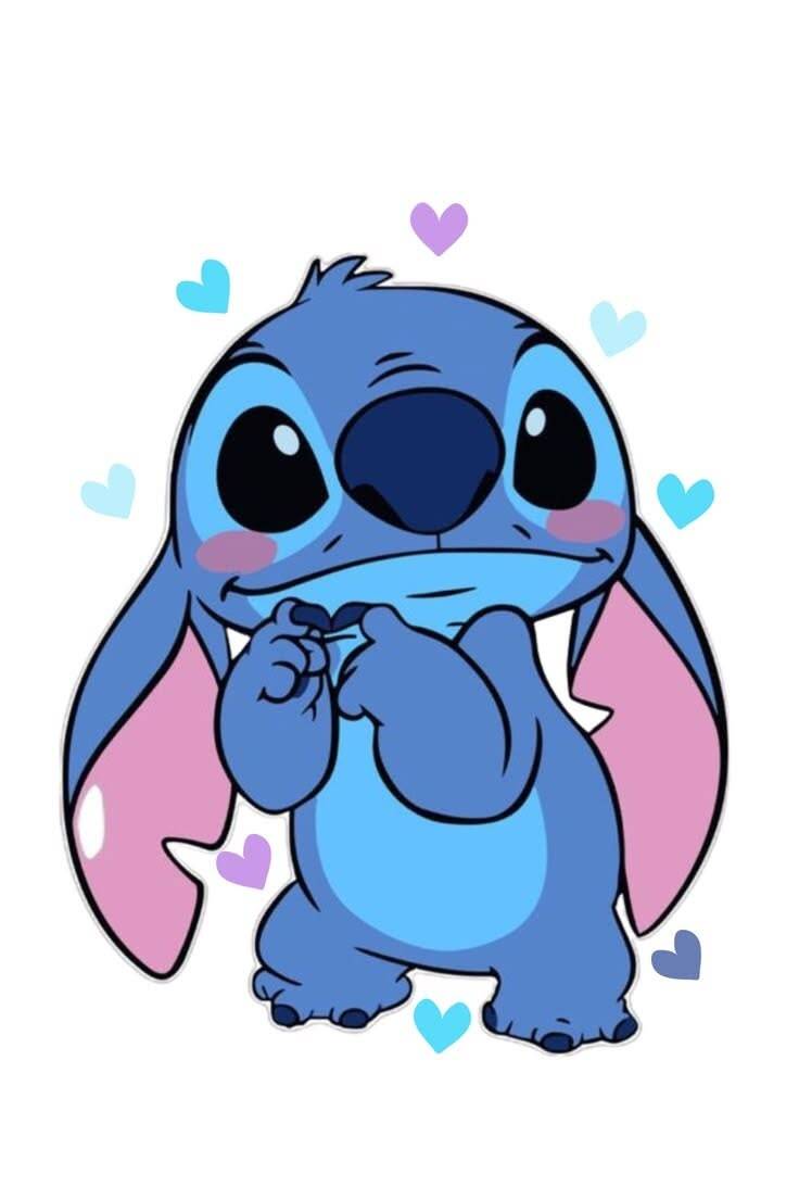 Papel de Parede do Stitch Fofo com Corações para Celular/iPhone 4K