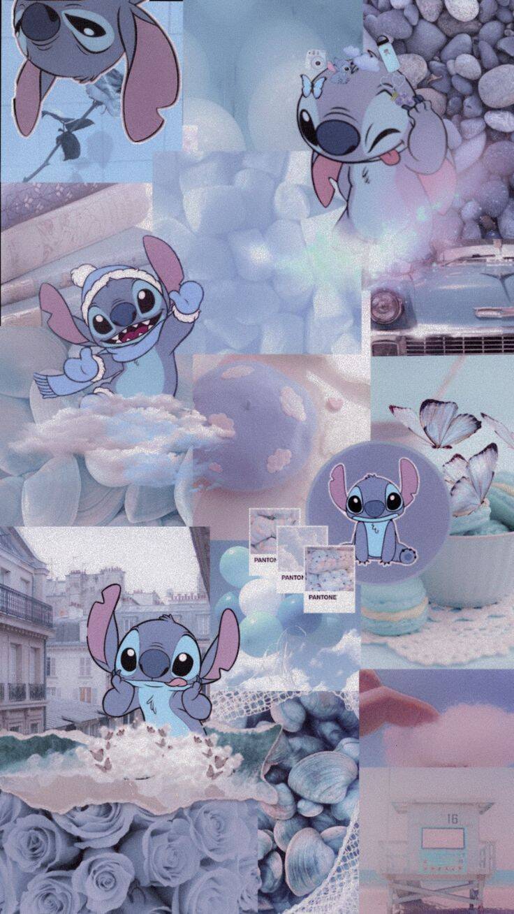 Papel de Parede do Stitch Fofo em Tons de Azul para Celular/iPhone 4K