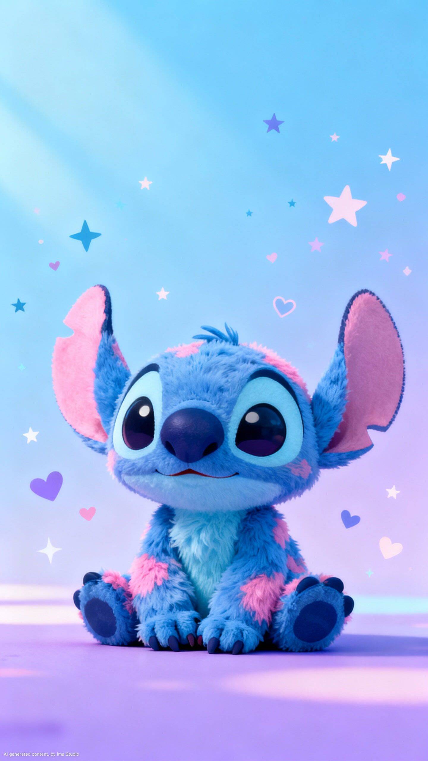 Papel de Parede do Stitch Fofo com Estrelas e Corações para Celular/iPhone 4K