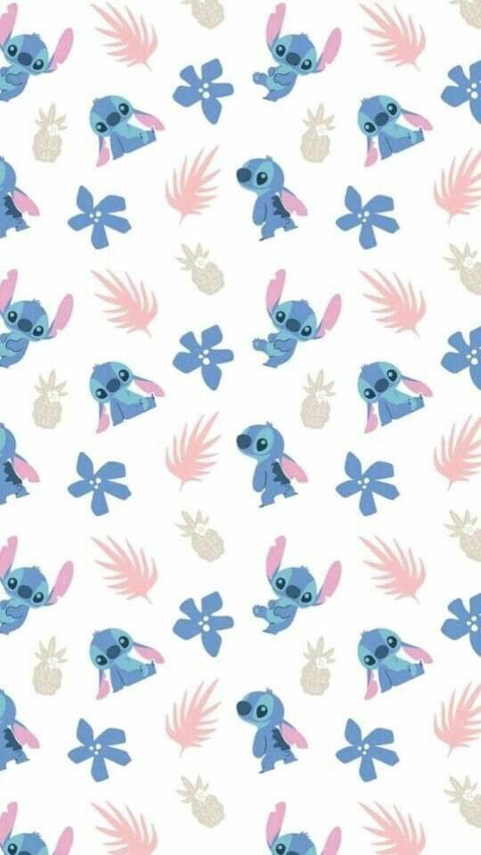Papel de Parede do Stitch Fofo com Flores e Abacaxis para Celular/iPhone 4K