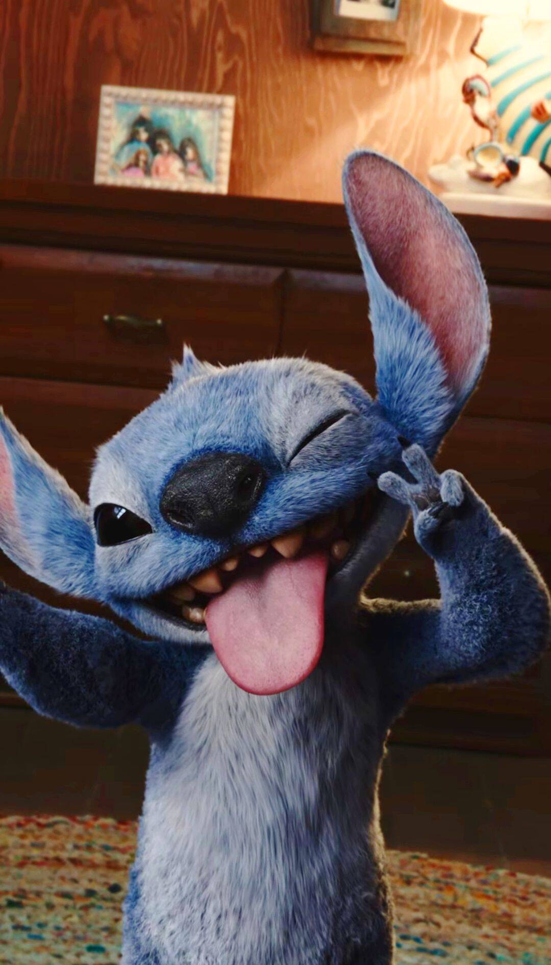 Papel de Parede do Stitch Sorridente com Língua de Fora para Celular/iPhone 4K