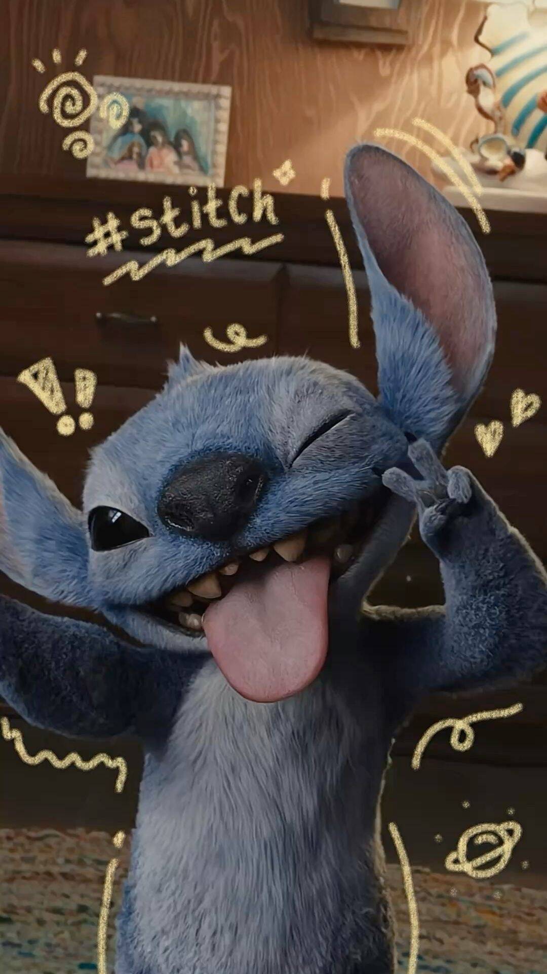 Papel de Parede do Stitch Engraçado com Sorriso para Celular/iPhone 4K