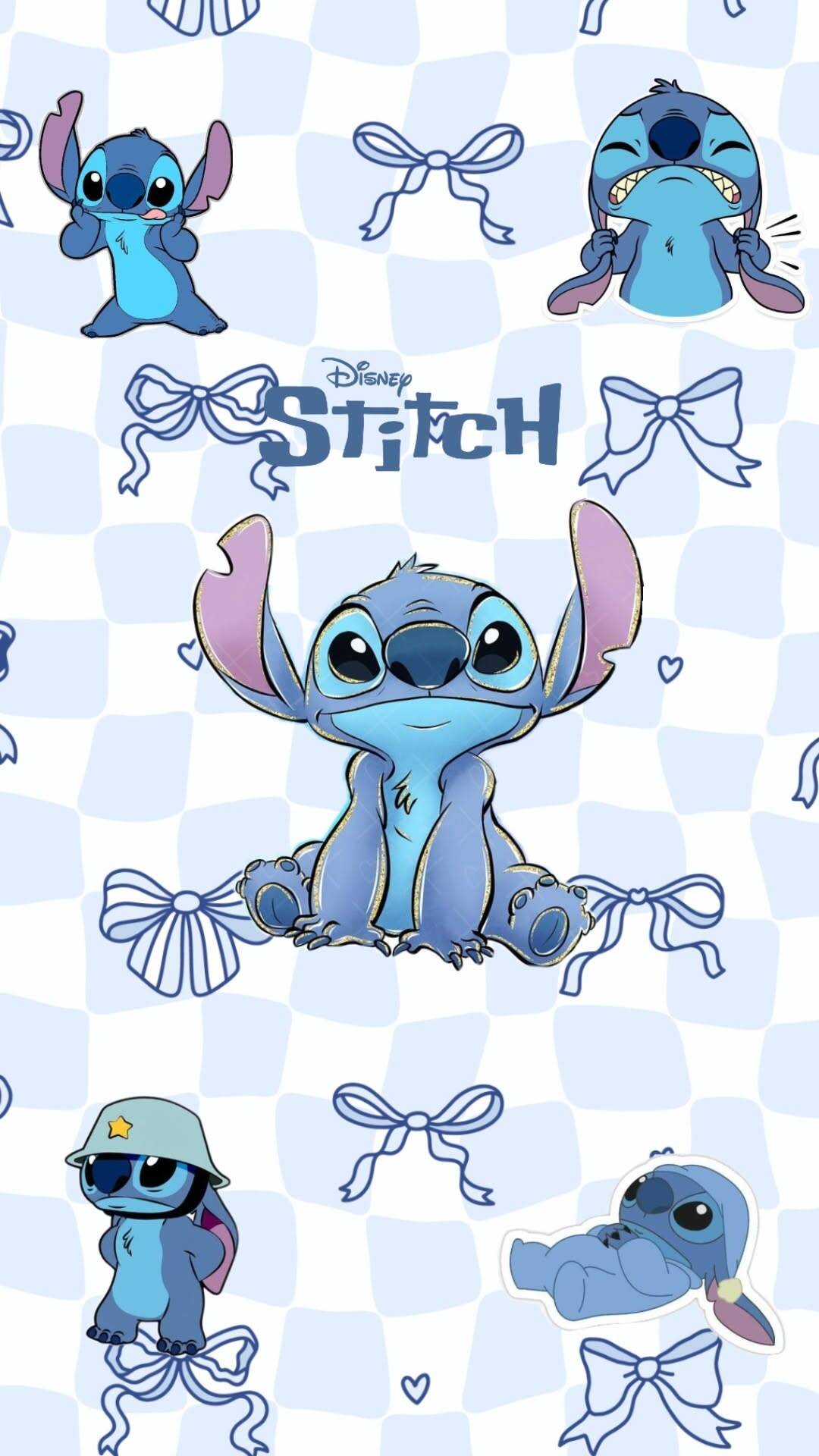 Papel de Parede do Stitch Fofo com Laços para Celular/iPhone 4K