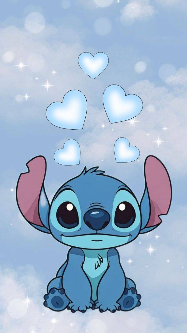 Papel de Parede do Stitch Fofo com Corações para Celular/iPhone 4K