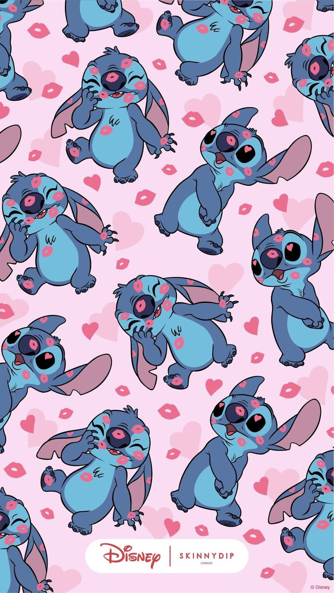 Papel de Parede do Stitch Fofo com Corações para Celular/iPhone 4K