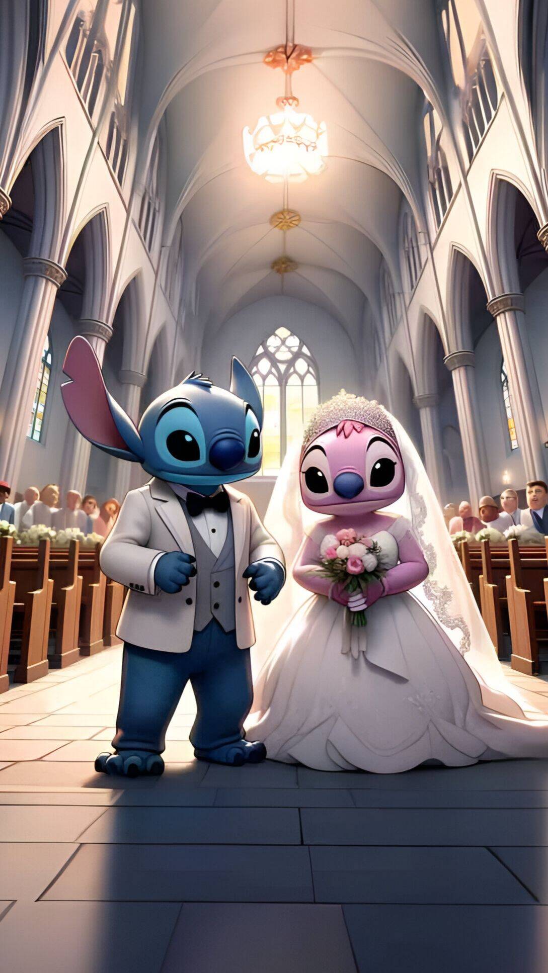 Papel de Parede do Stitch e Lilo em Casamento para Celular/iPhone 4K