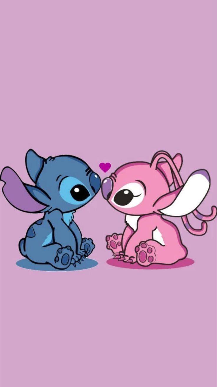 Fondo de Pantalla de Stitch y Angel Enamorados para Celular/iPhone 4K