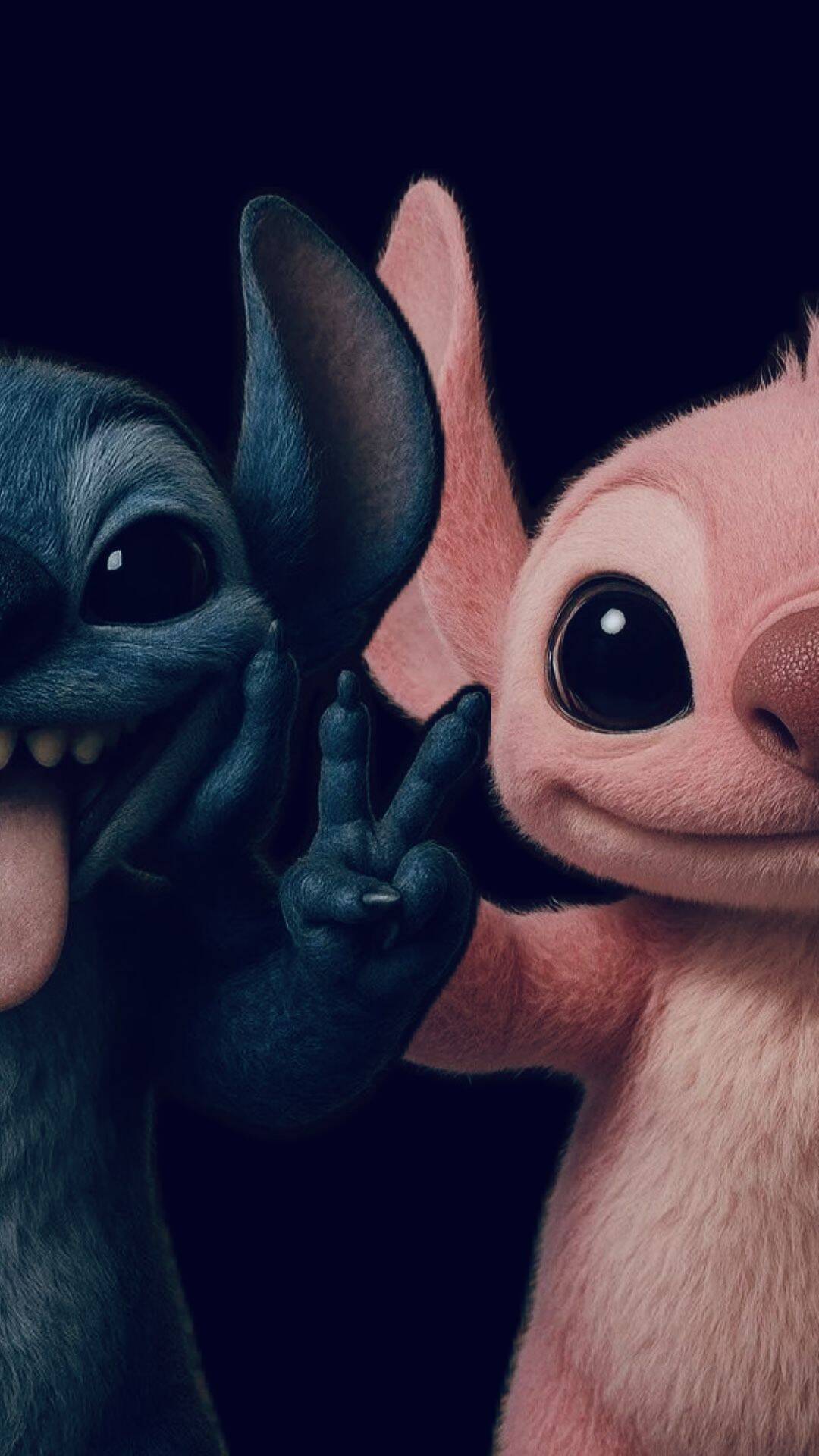 Fondo de Pantalla de Happy Stitch y Angel para Celular/iPhone 4K