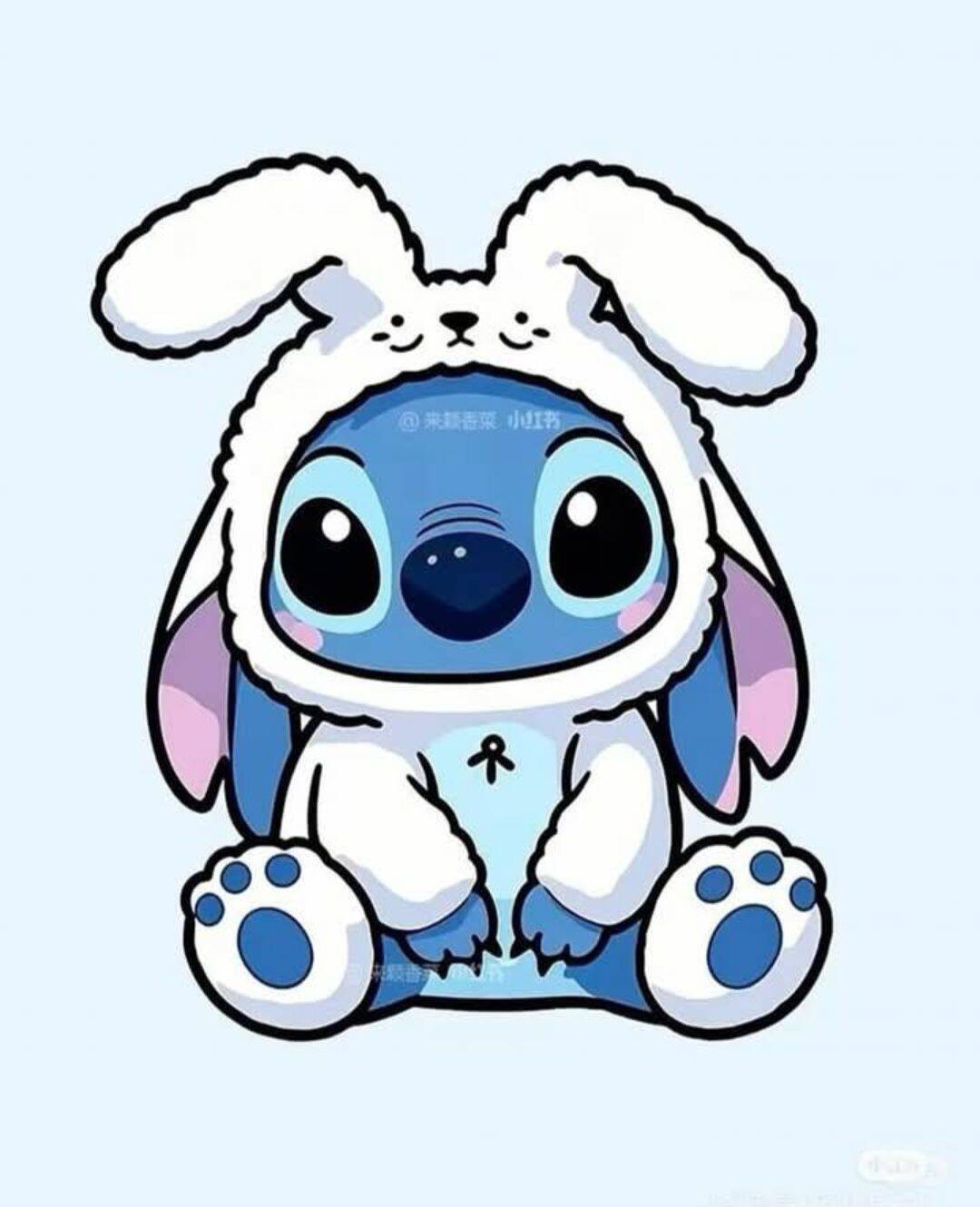 Papel de Parede do Stitch Fofo com Fantasia de Coelho para Celular/iPhone 4K