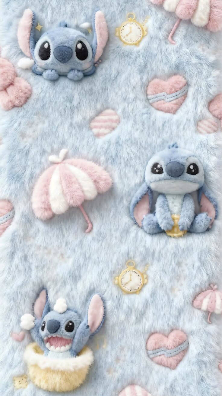 Papel de Parede do Stitch Fofo com Guarda Chuva para Celular/iPhone 4K