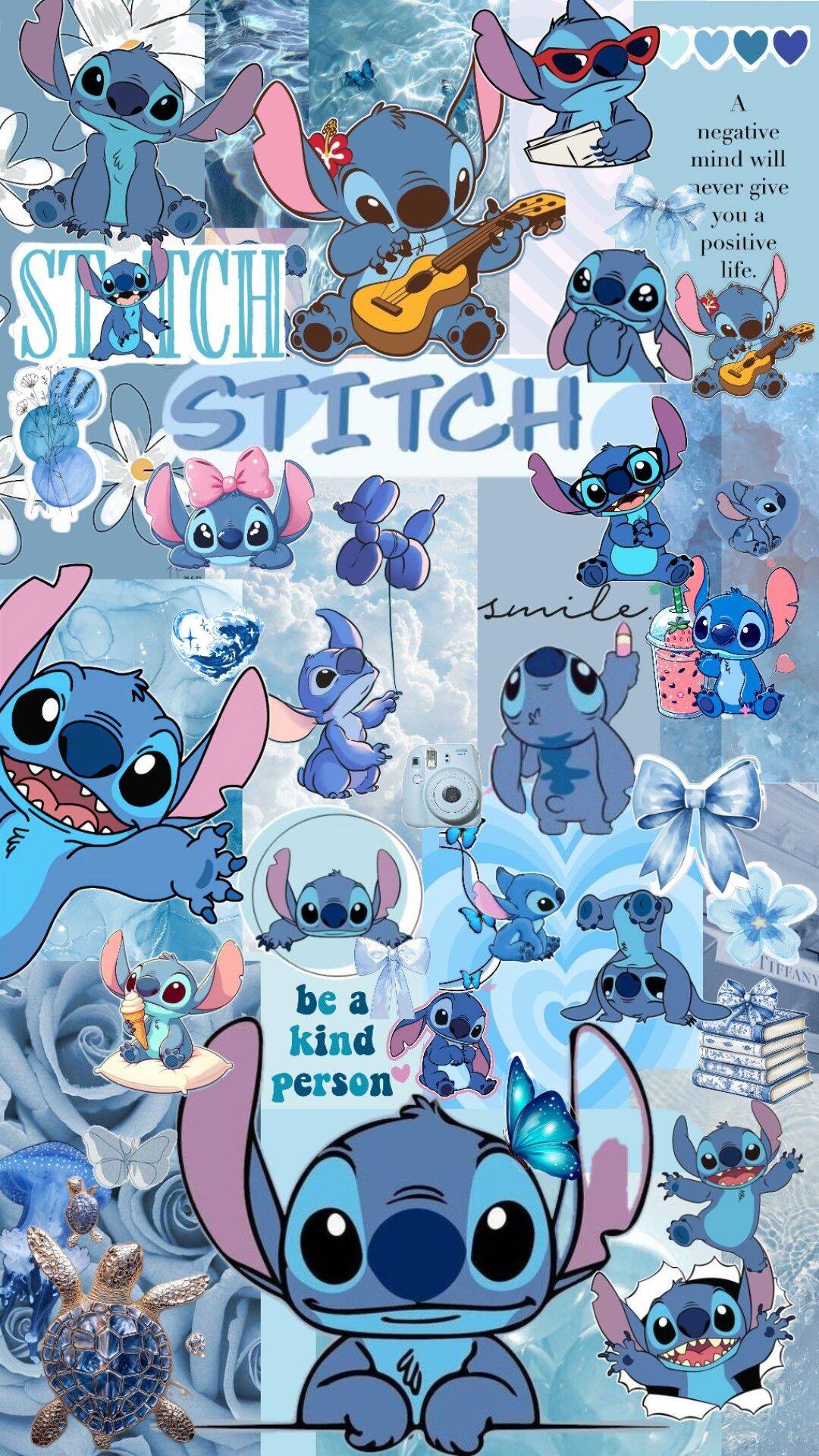 Papel de Parede do Stitch Fofo com Flores e Música para Celular/iPhone 4K