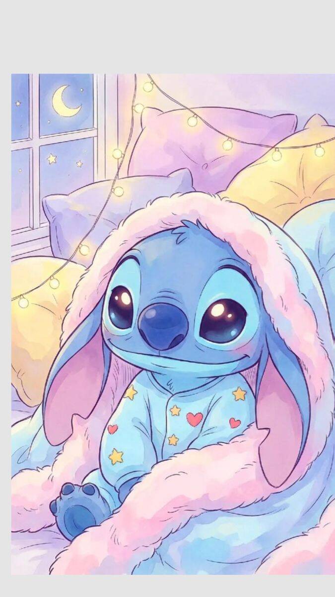 Papel de Parede do Stitch Fofo em Pijama com Estrelas para Celular/iPhone 4K