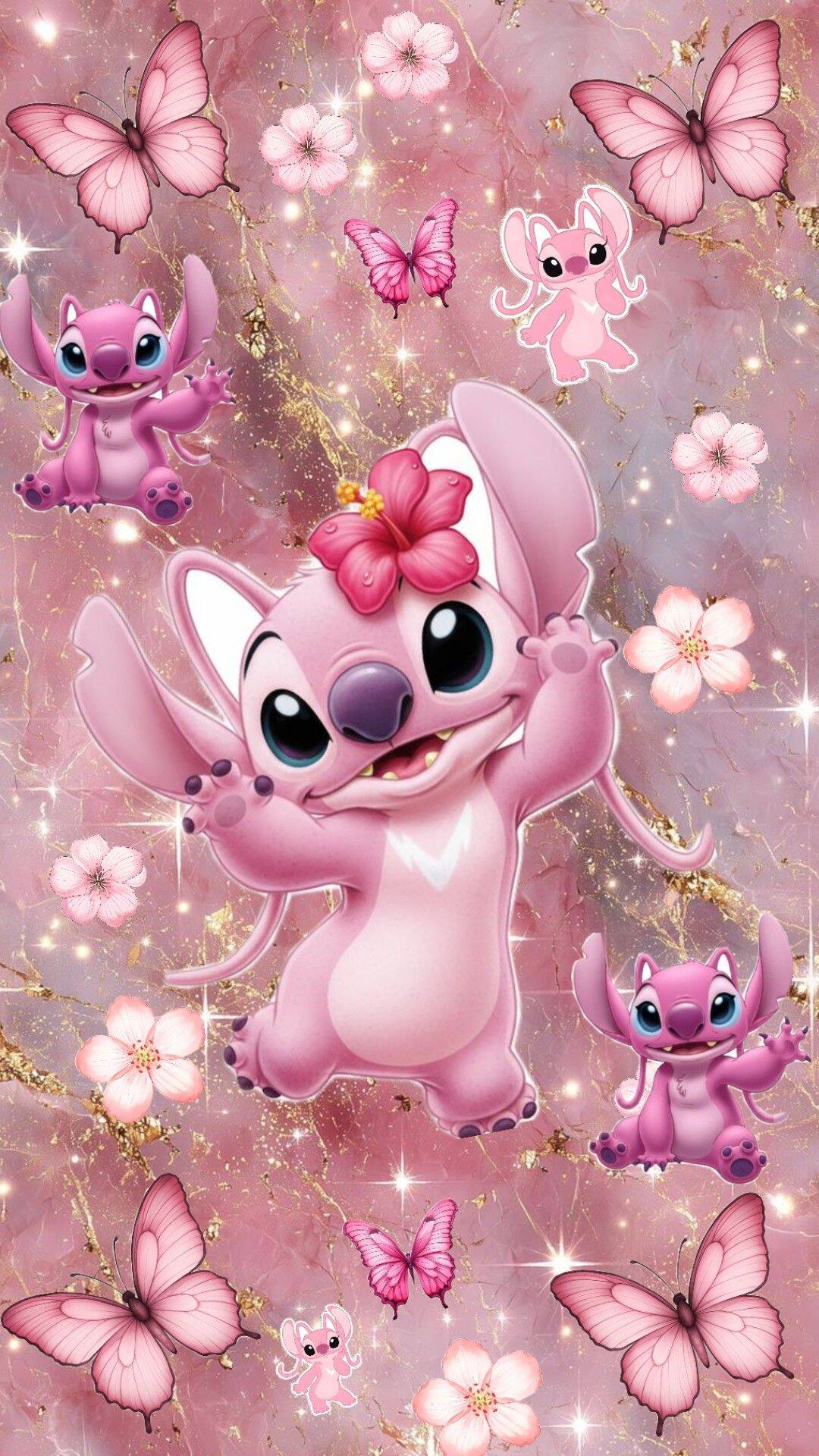 Lindo fondo de pantalla de puntada rosa con mariposas para teléfono/iPhone 4K