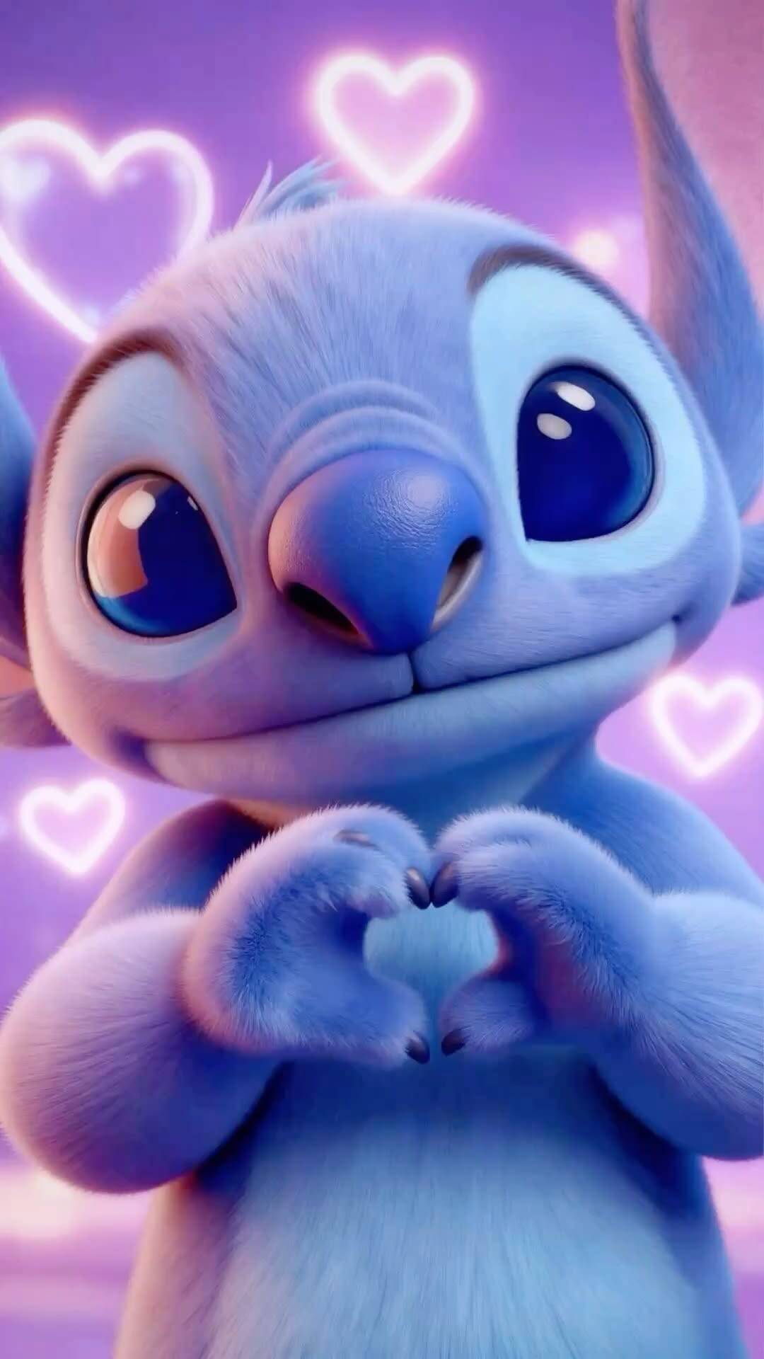 Lindo Fondo de Pantalla de Stitch con Corazones para Celular/iPhone 4K
