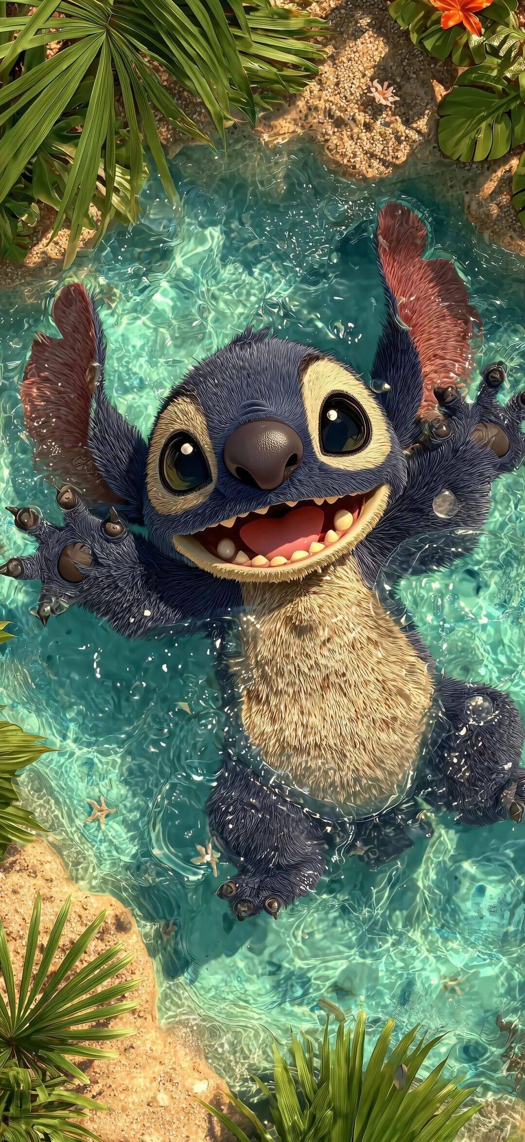 Fondo de Pantalla de Stitch Fun Pool para Celular/iPhone 4K