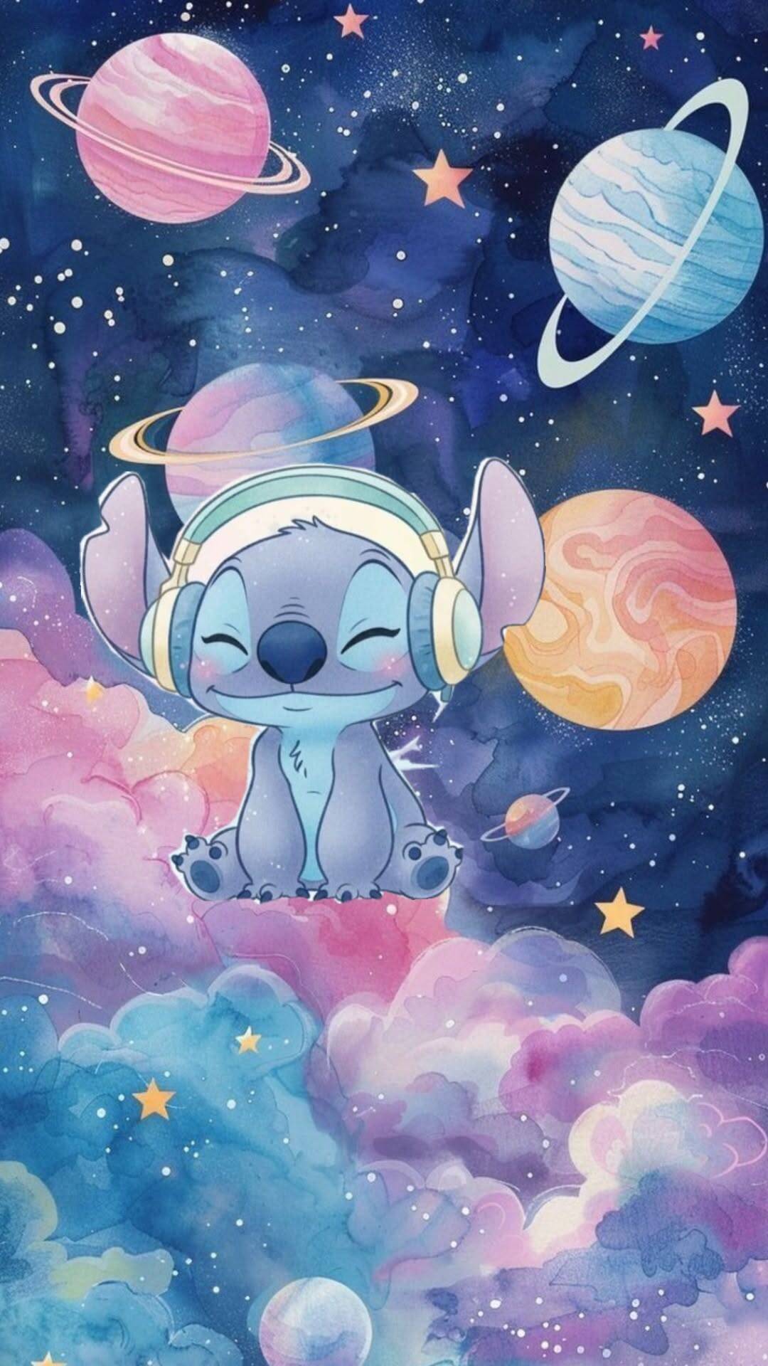 Fondo de Pantalla de Space Stitch con Auriculares para Celular/iPhone 4K