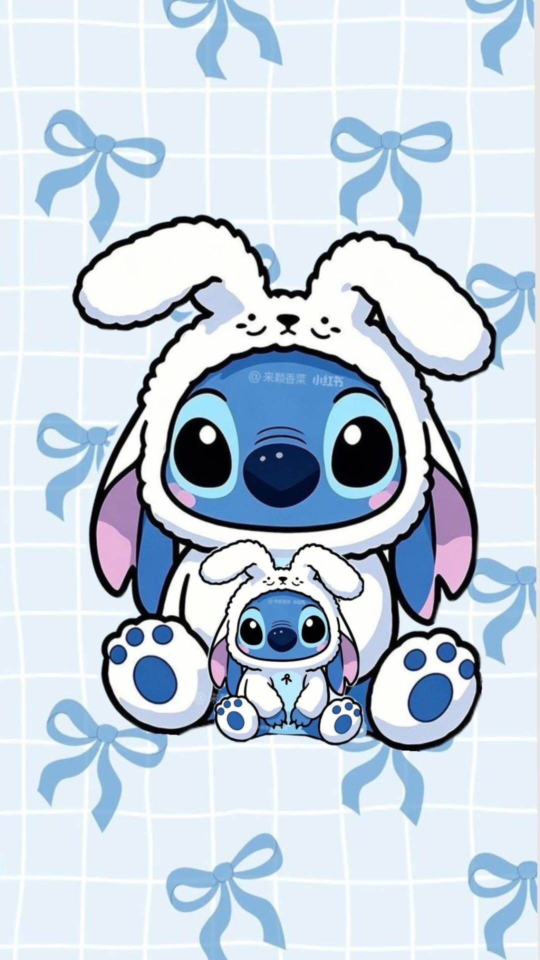 Fondo de Pantalla Lindo Disfraz de Conejito Stitch para Móvil/iPhone 4K