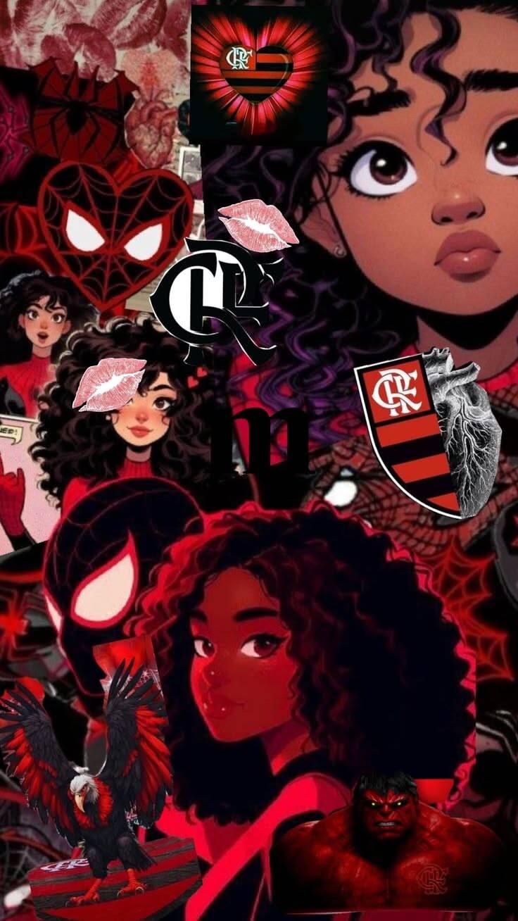 Fondo de Pantalla de Flamengo con Personajes Estilizados para Celular/iPhone 4K