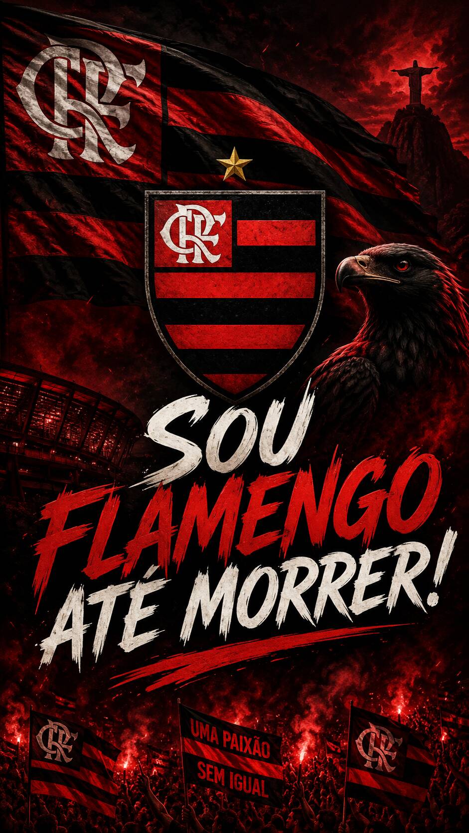 Fondo de Pantalla de Flamengo con Escudo y Frase para Celular/iPhone 4K