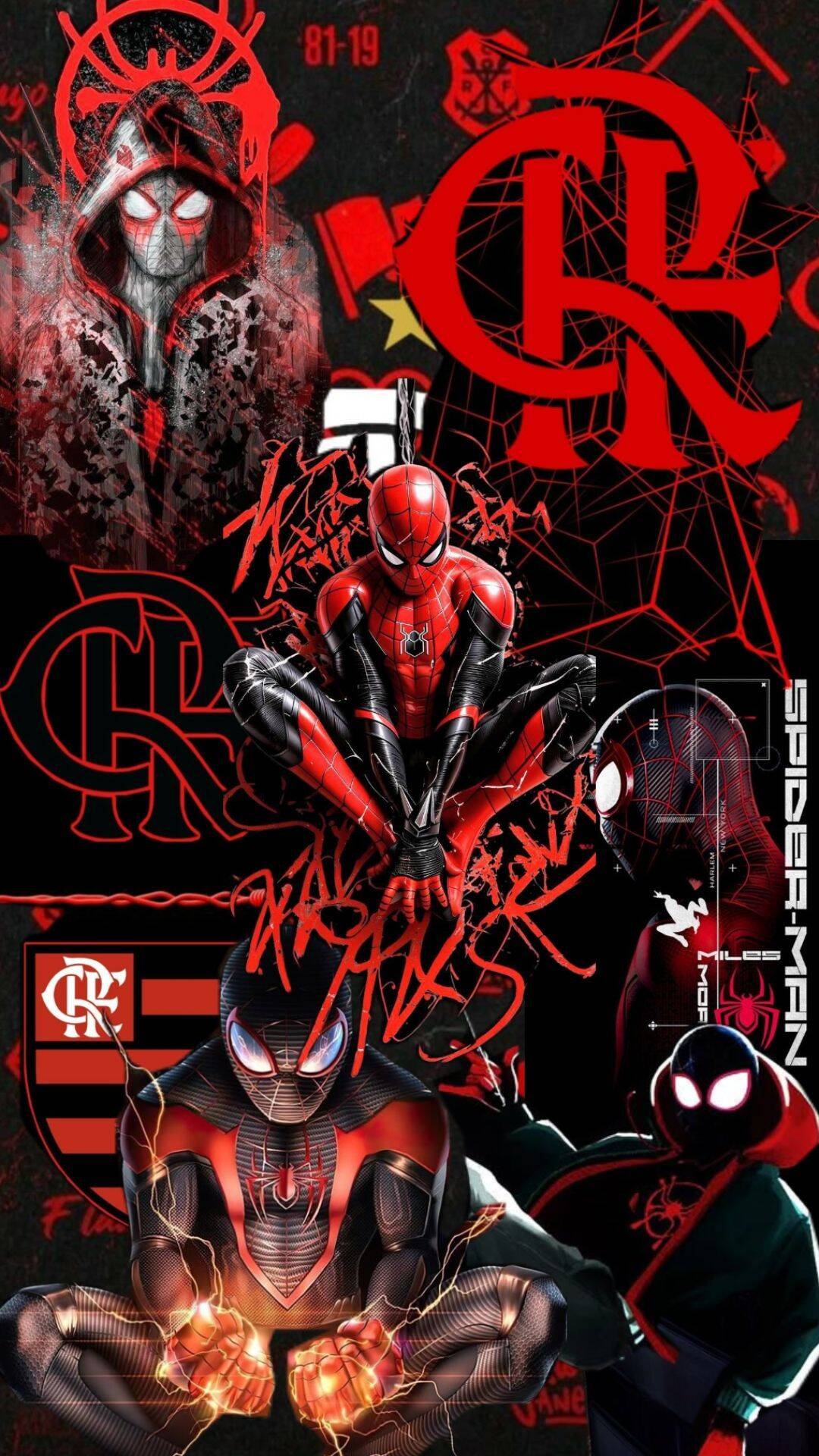 Papel de Parede do Flamengo com Personagens de Quadrinhos para Celular/iPhone 4K