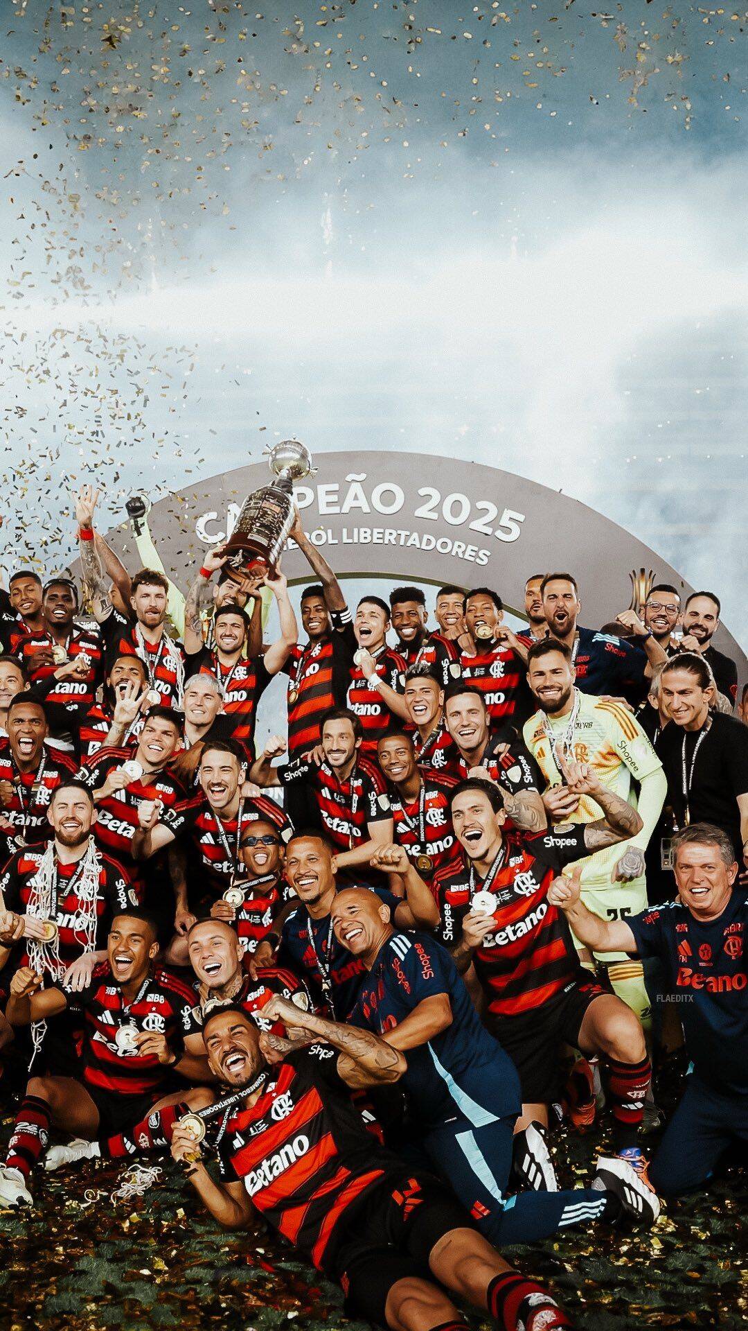 Papel de Parede do Flamengo com Taça Libertadores 2025 para Celular/iPhone 4K