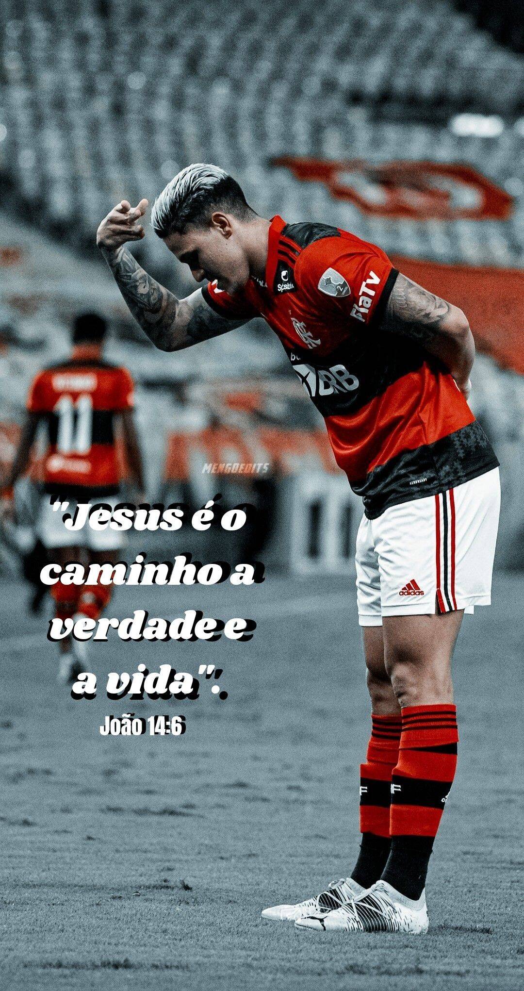 Papel de Parede do Flamengo com Jogador e Mensagem Inspiradora para Celular/iPhone 4K