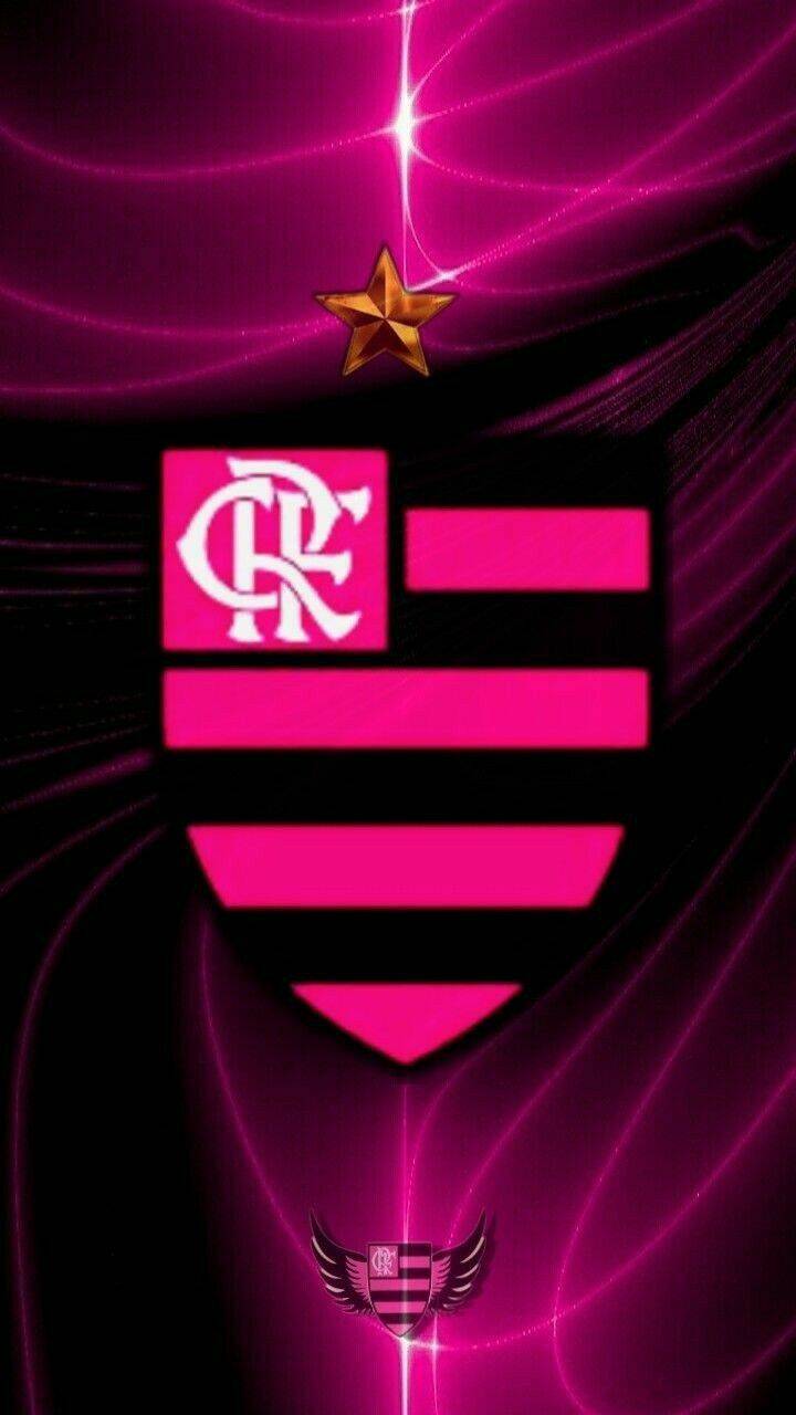 Papel de Parede do Flamengo com Escudo Rosa para Celular/iPhone 4K