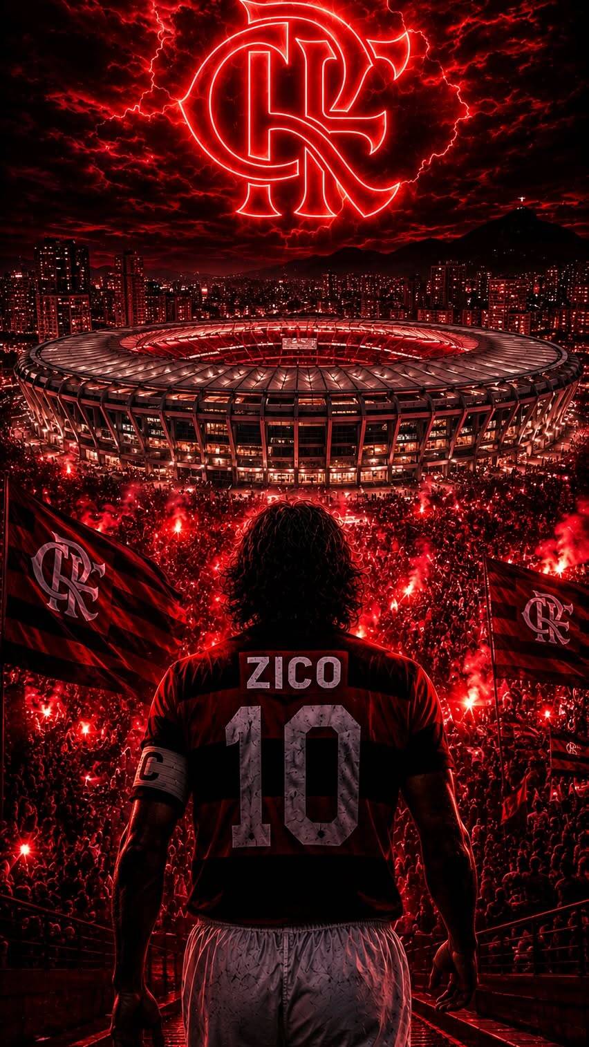 Fondo de Pantalla de Flamengo con Zico y Maracaná para Celular/iPhone 4K
