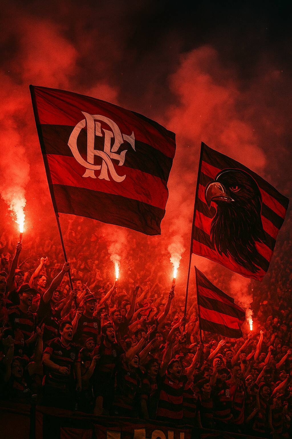 Fondo de Pantalla de Flamengo con Aficionados y Humo para Celular/iPhone 4K