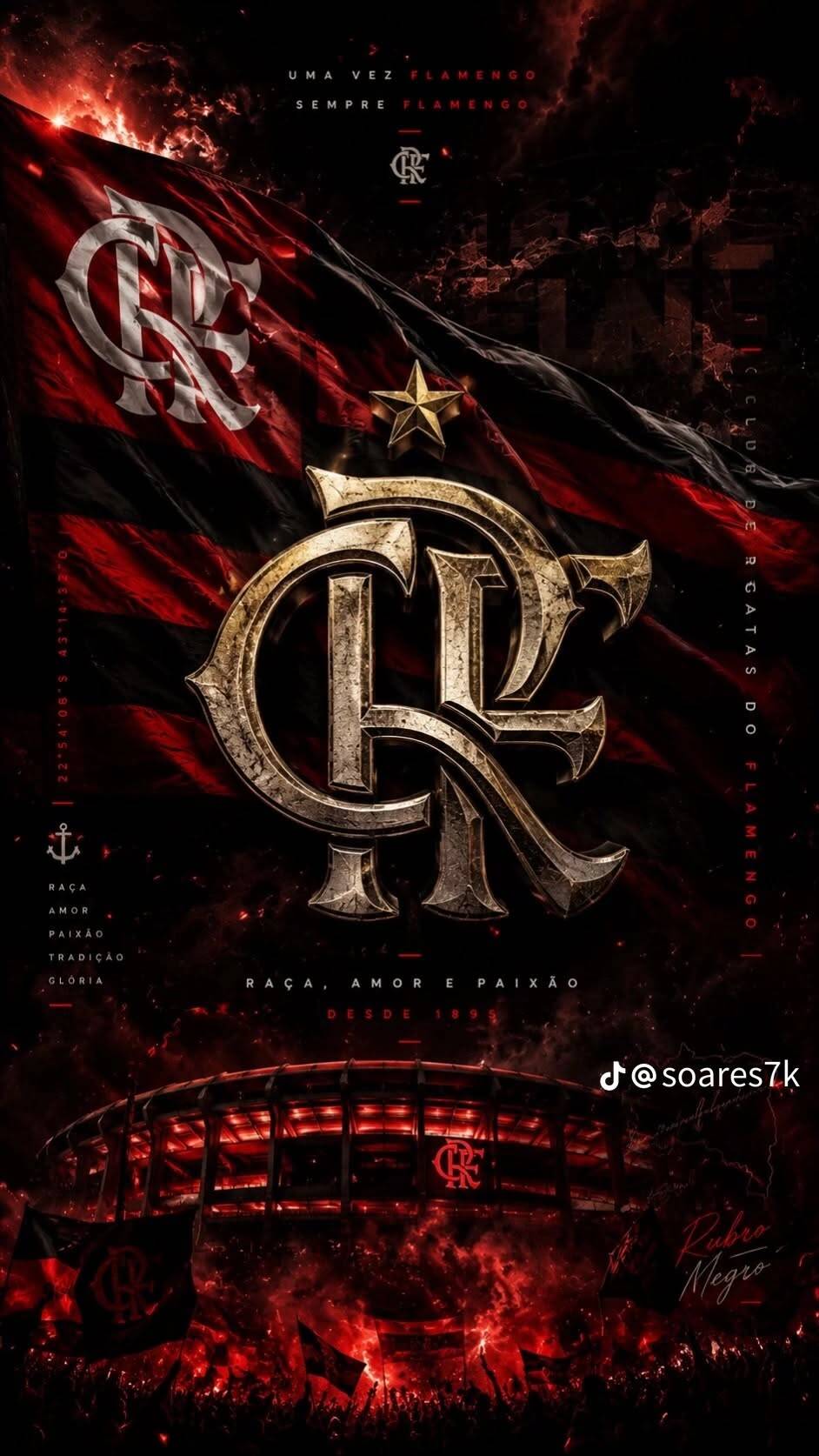 Fondo de Pantalla de Flamengo con Escudo y Maracaná para Celular/iPhone 4K