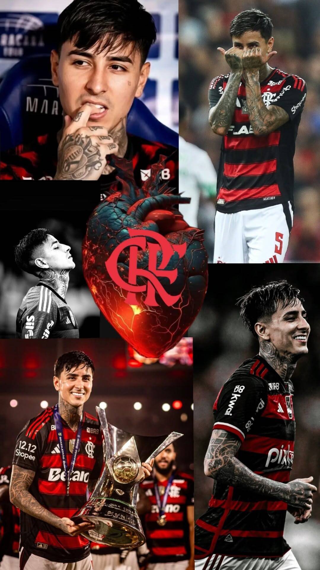 Fondo de Pantalla de Flamengo con Jugador y Copa para Celular/iPhone 4K