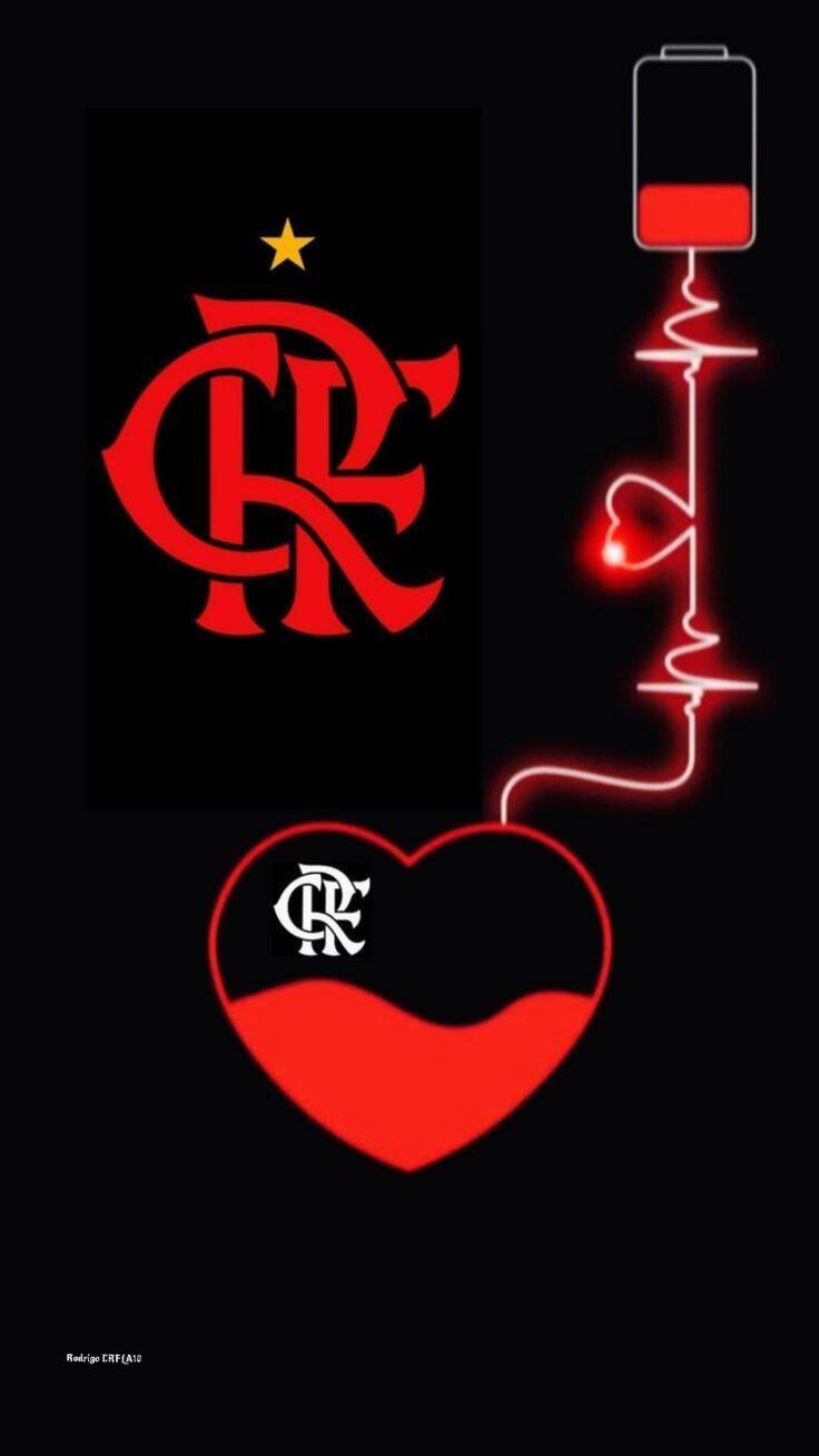 Papel de Parede do Flamengo com Coração e Escudo para Celular/iPhone 4K
