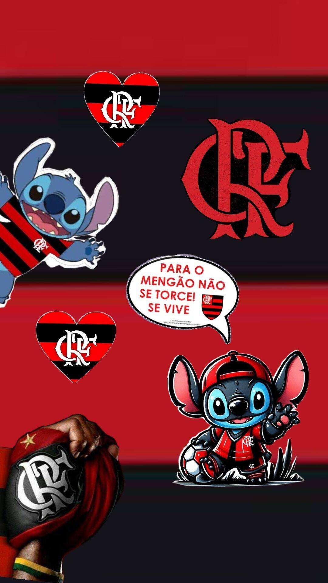 Papel de Parede do Flamengo com Stitch e Escudo para Celular/iPhone 4K
