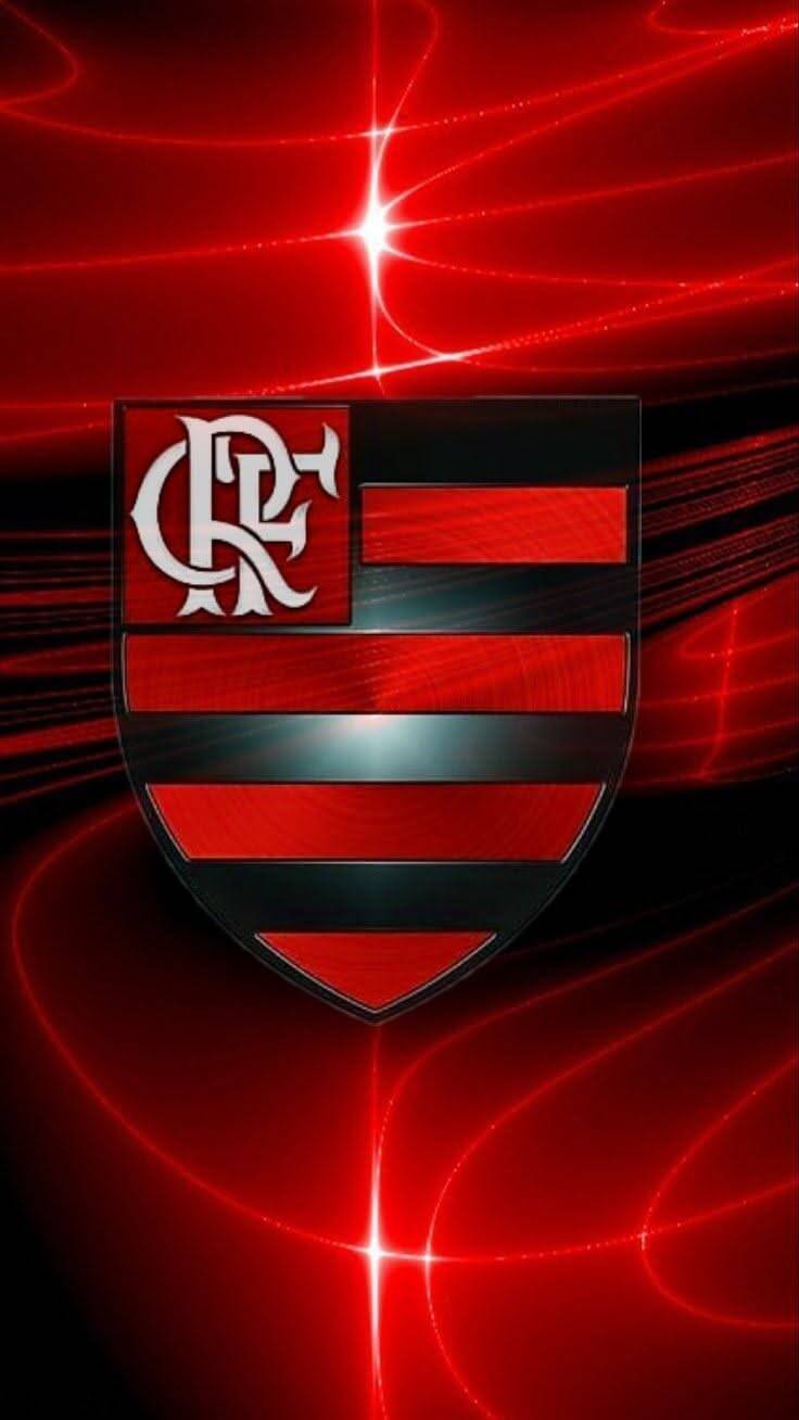 Papel de Parede do Flamengo com Escudo Vermelho e Preto para Celular/iPhone 4K