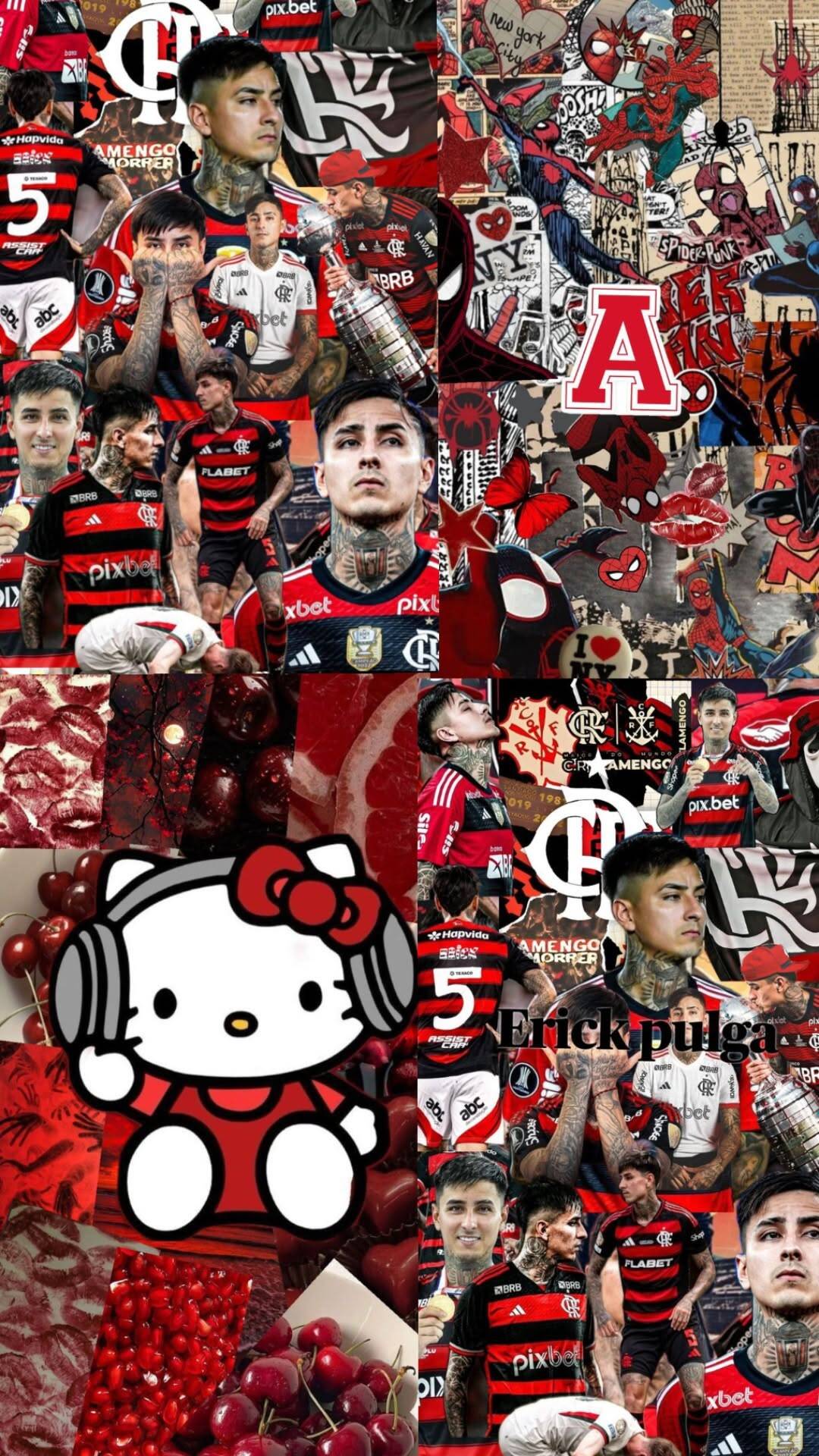 Fondo de Pantalla de Flamengo con Jugadores y Personajes para Celular/iPhone 4K
