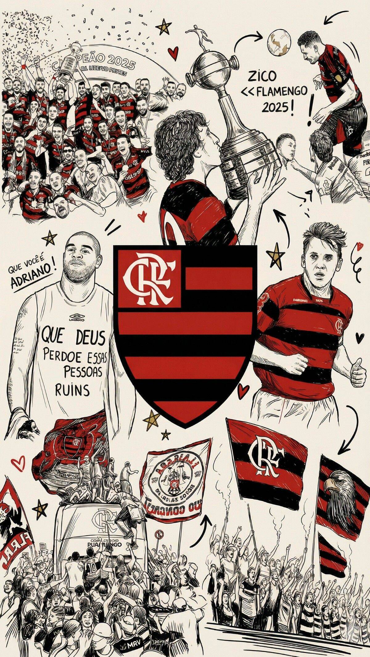 Fondo de Pantalla de Flamengo con Escudo y Aficionados para Celular/iPhone 4K