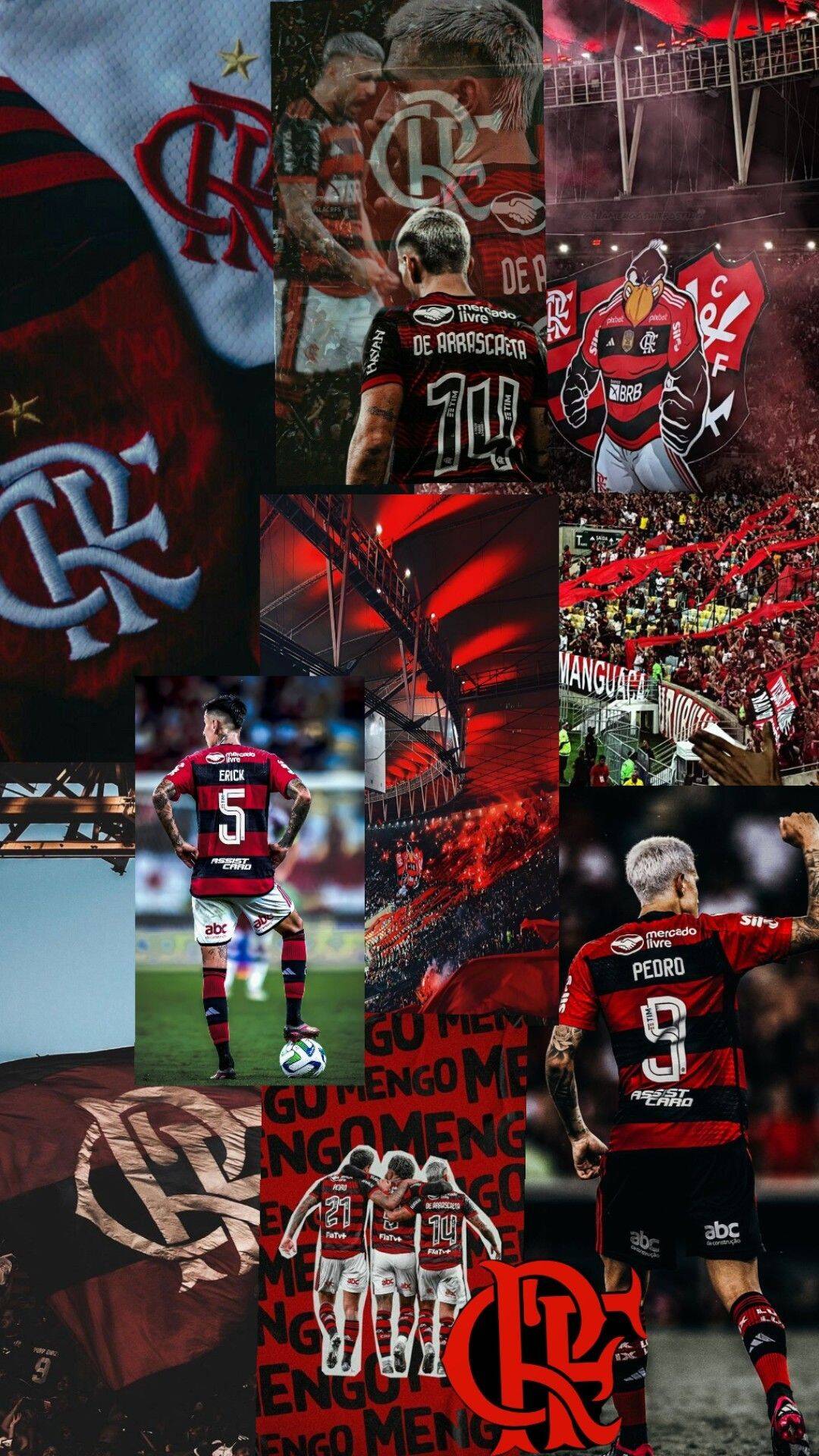 Fondo de Pantalla de Flamengo con Montaje de Jugadores y Aficionados para Celular/iPhone 4K
