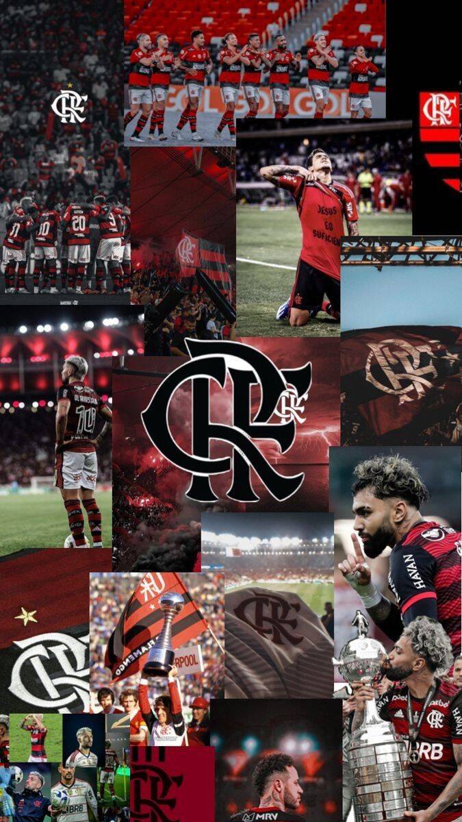 Fondo de Pantalla de Flamengo con Escudo y Jugadores para Celular/iPhone 4K