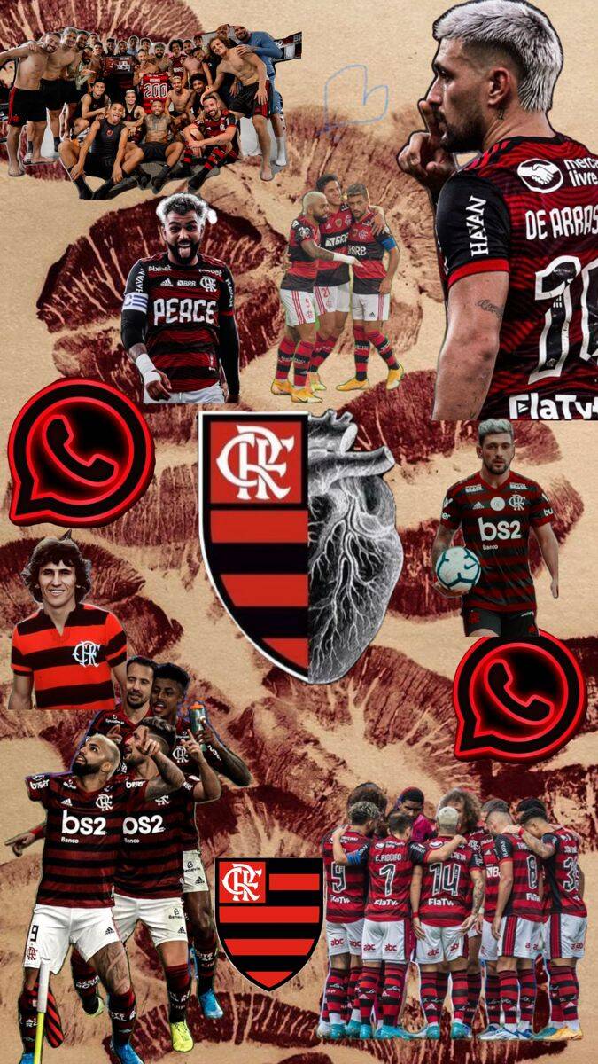 Fondo de Pantalla de Flamengo con Jugadores y Escudo para Celular/iPhone 4K