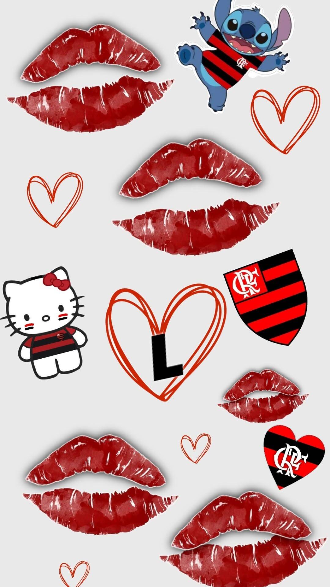 Fondo de Pantalla de Flamengo con Besos y Personajes para Celular/iPhone 4K