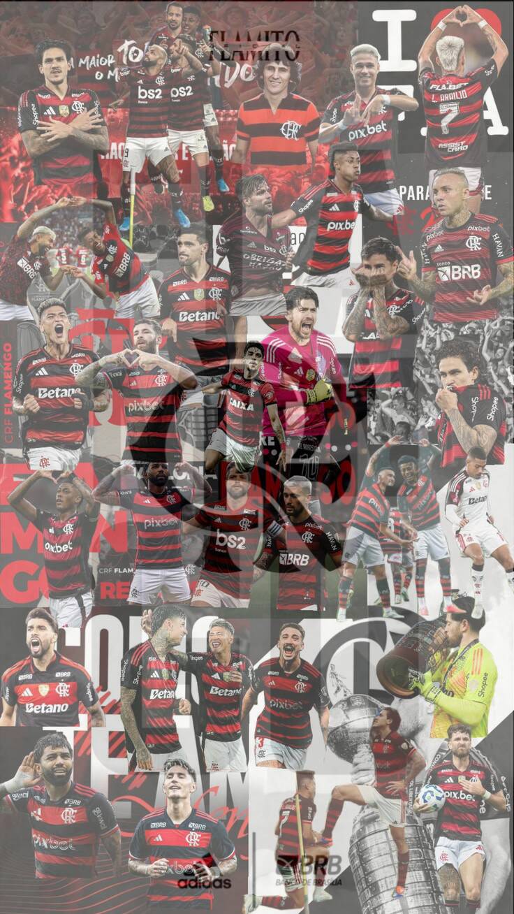 Fondo de Pantalla de Flamengo con Jugadores y Escudo para Celular/iPhone 4K