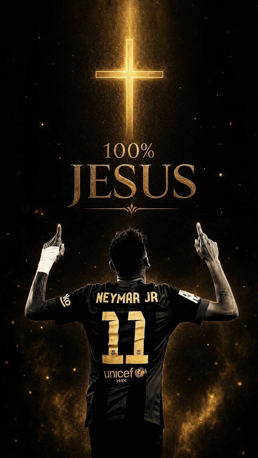 Crea Fondo de Pantalla con Neymar Jr y Mensaje 100% Jesus para Celular/iPhone 4K