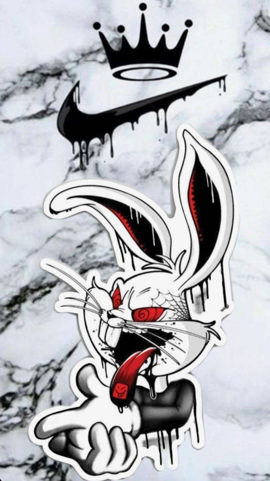 Fondo de Pantalla de Becerro con Conejo Estilizado y Logo de Nike para Móvil/iPhone 4K