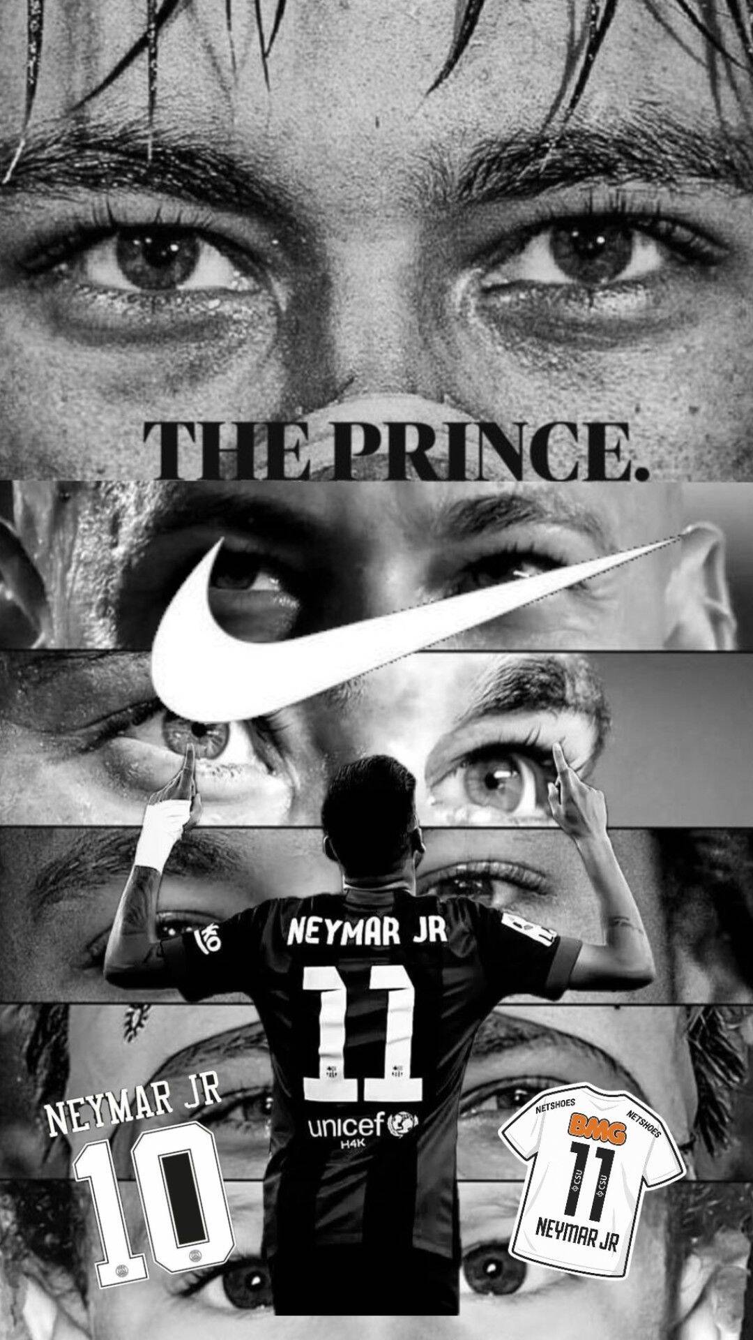 Fondo de Pantalla Infantil Neymar Jr con Estilo Blanco y Negro para Celular/iPhone 4K