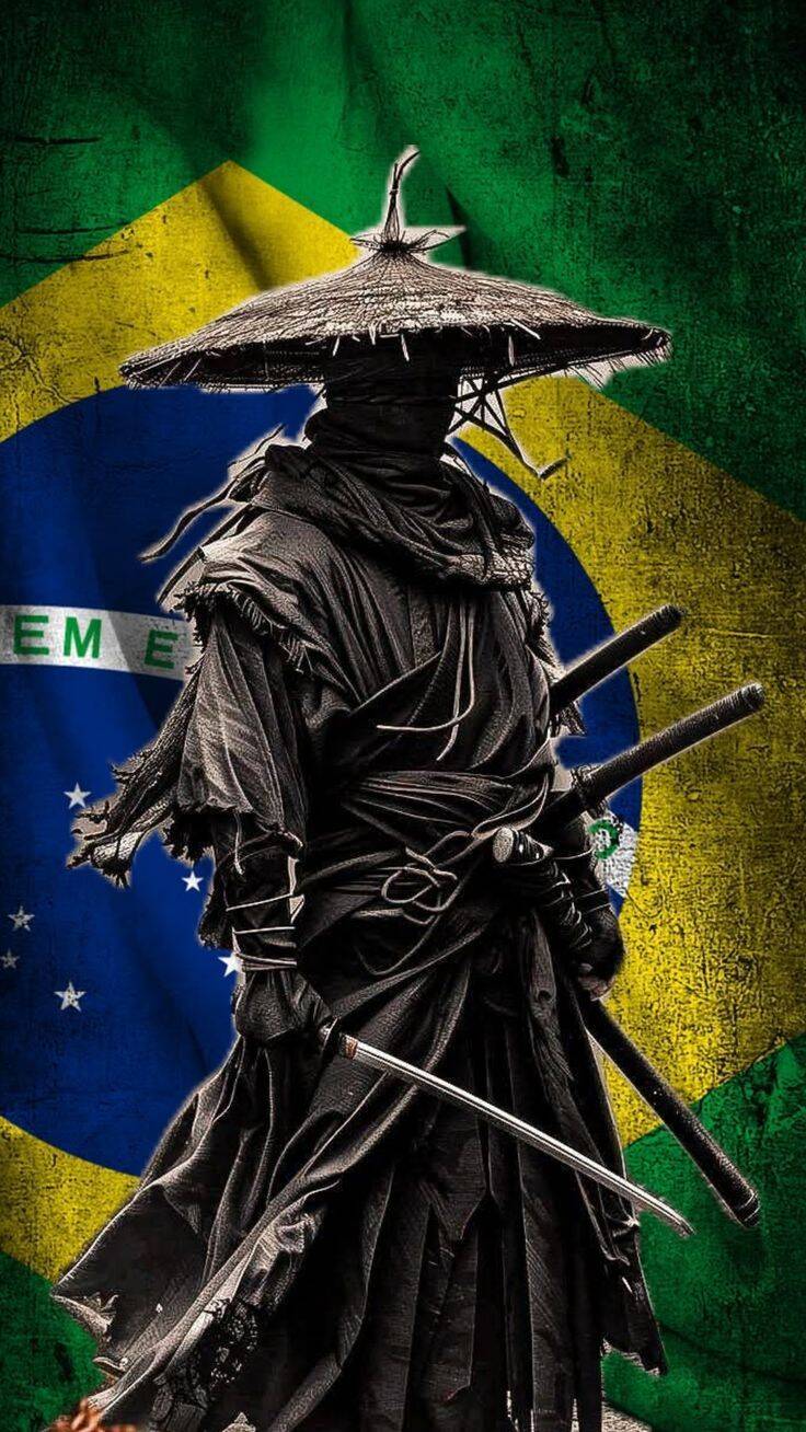 Fondo de Pantalla Ninja Style Crea con Bandera Brasileña para Celular/iPhone 4K