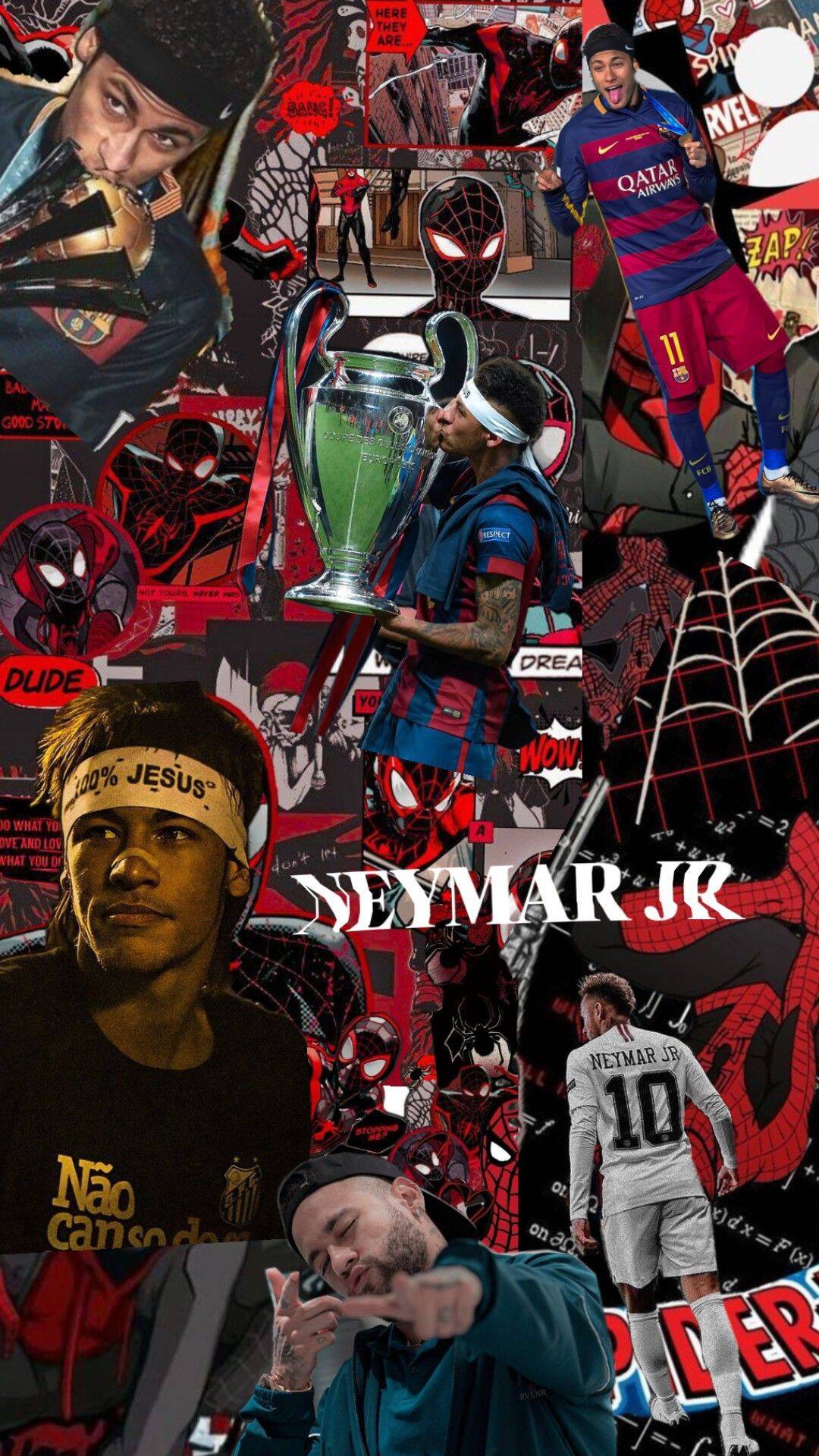 Fondo de Pantalla Estilo Neymar y Spider Man para Celular/iPhone 4K