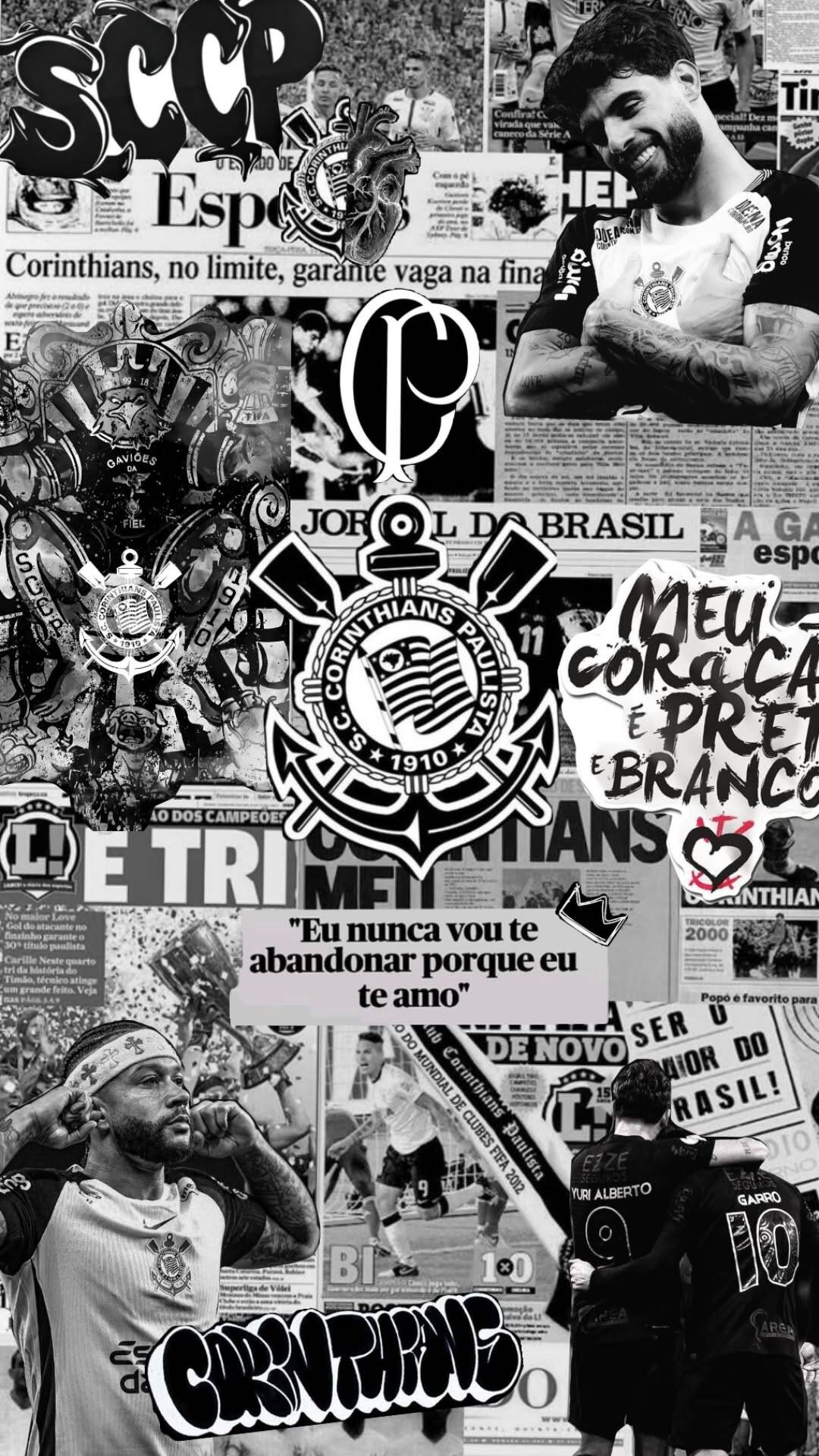 Fondo de Pantalla de Corinthians Cria en Blanco y Negro para Celular/iPhone 4K