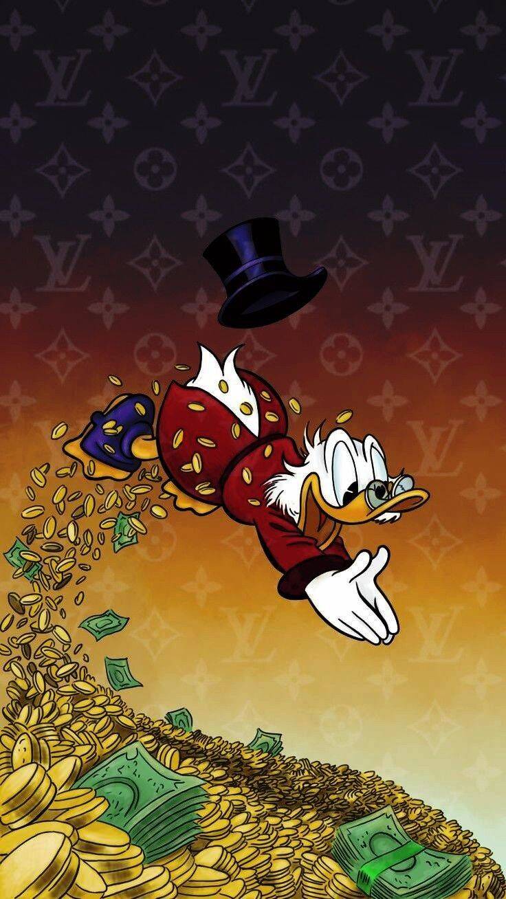 Fondo de Pantalla de Pollito con Scrooge McDuck y Dinero para Celular/iPhone 4K