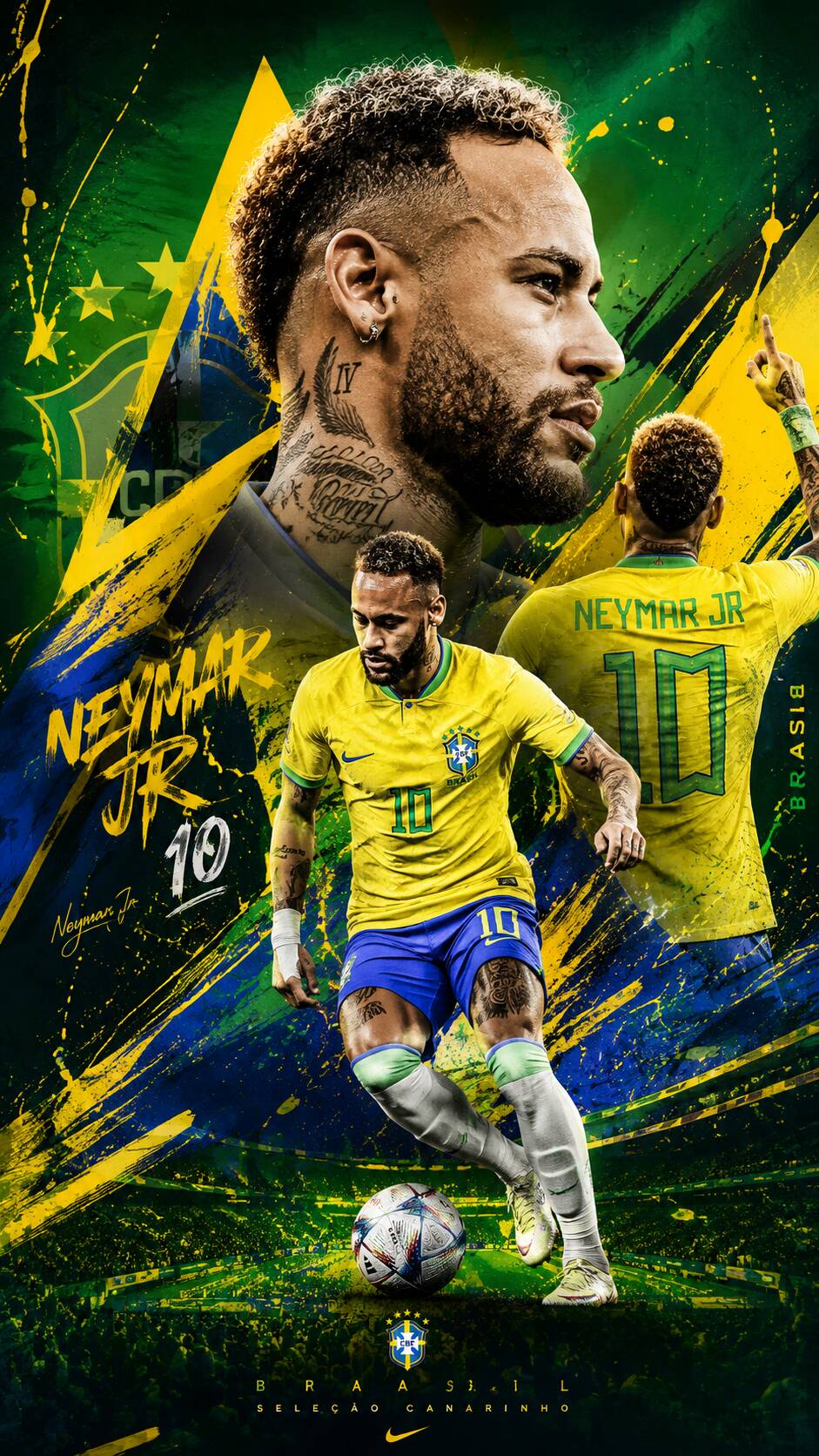 Fondo de pantalla del Niño de Neymar Jr con la camiseta de la Selección Brasileña para Celular/iPhone 4K